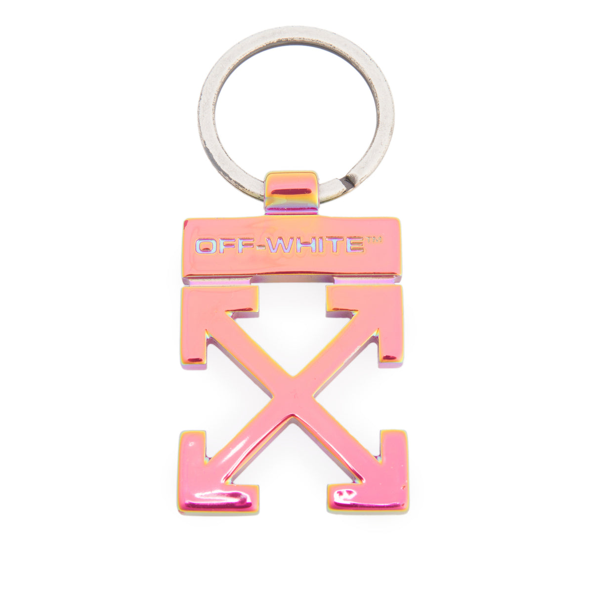 Off-White Iridescent Metal Logo Key Chain w/ Box