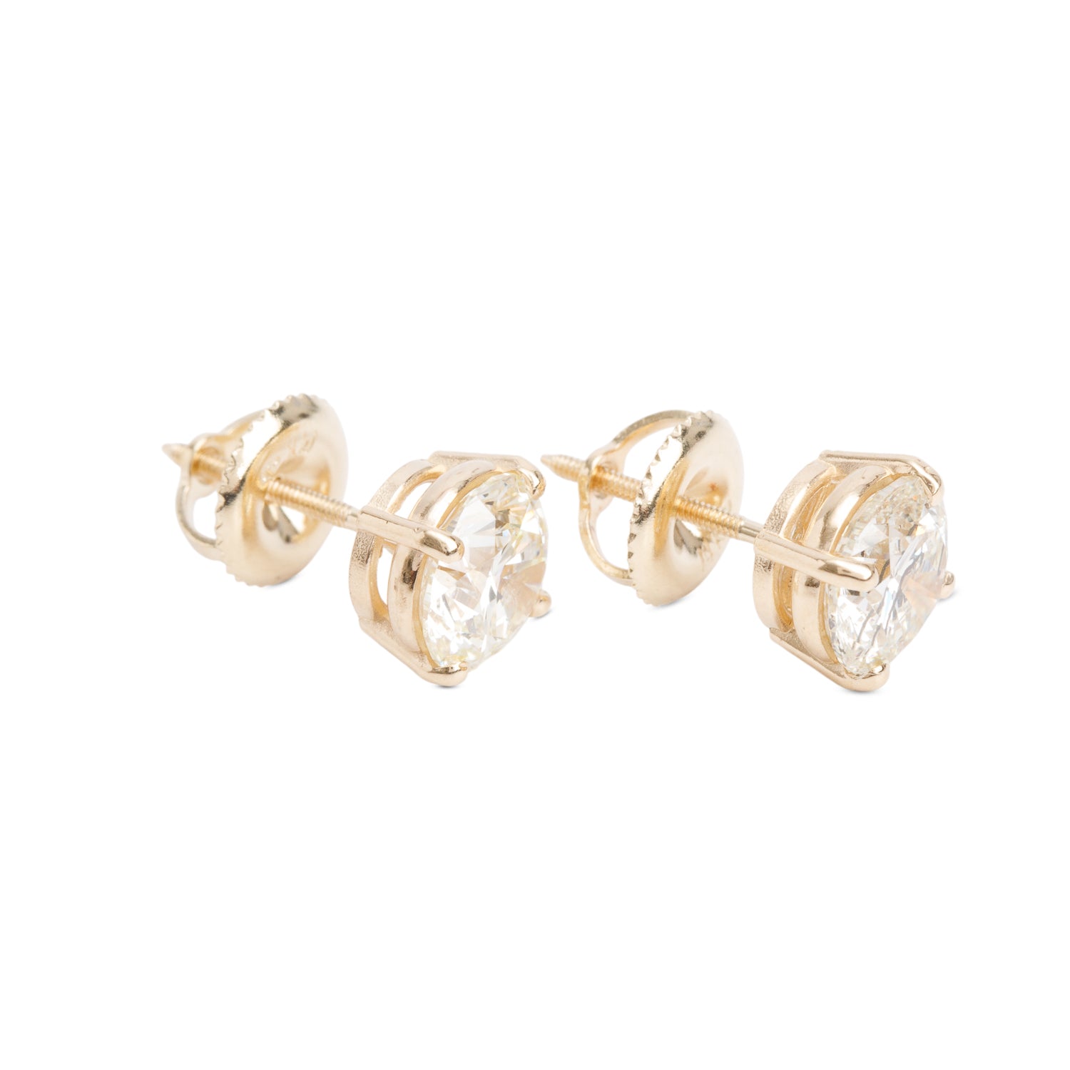 18k Yellow Gold 2.05 tcw. Diamond Stud Earrings