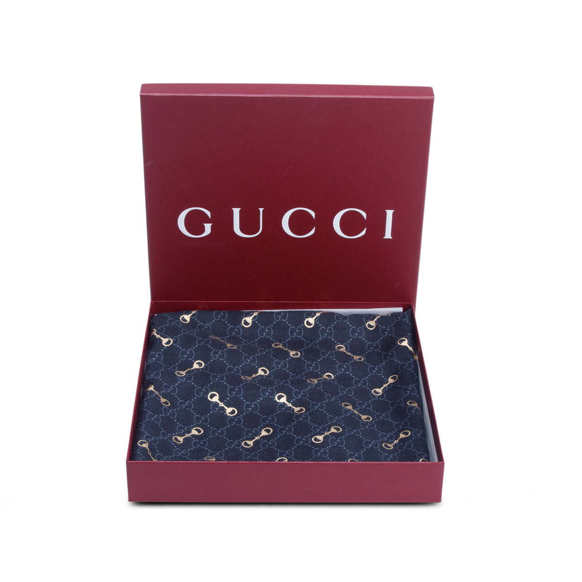 Gucci Black Monogram Big Gold Horsebit Print Shawl w/ Box