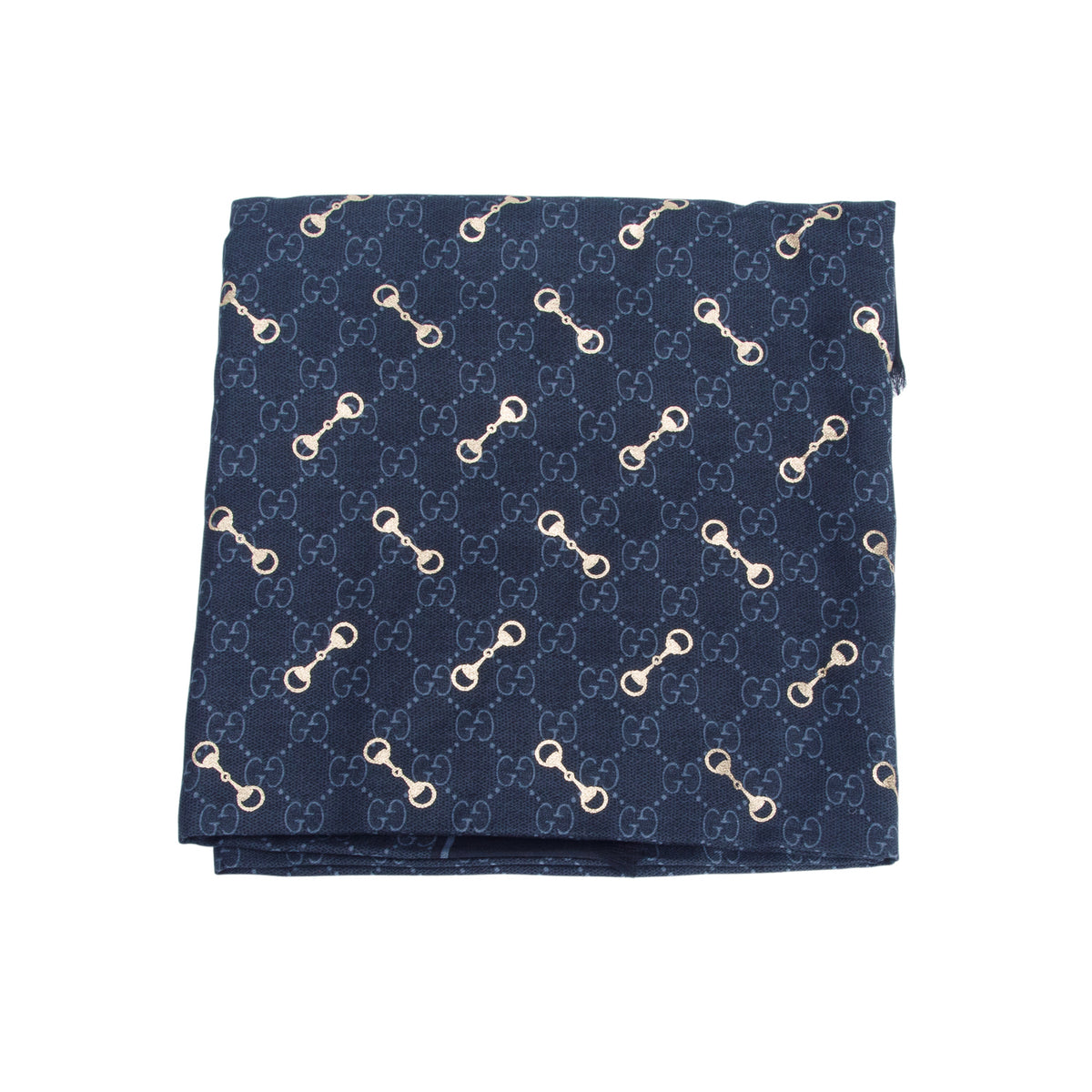 Gucci Black Monogram Big Gold Horsebit Print Shawl w/ Box