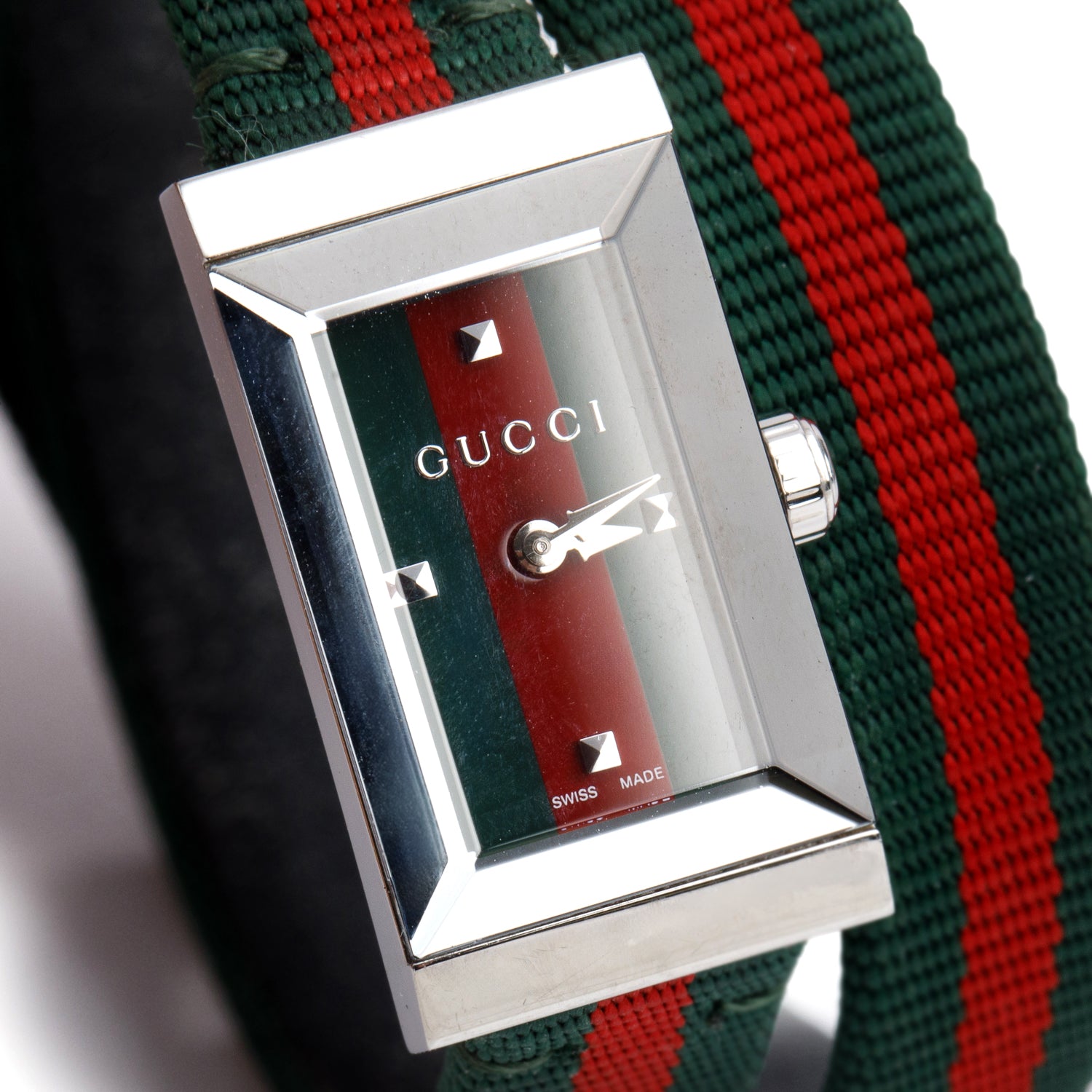 Gucci Gold-Plated Stainless Steel 147.5 G-Frame Web Watch