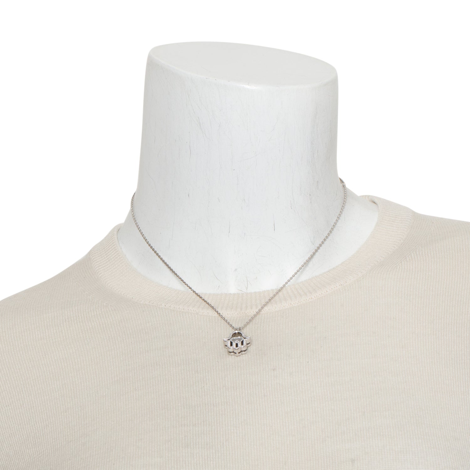 Chopard 18k White Gold Happy DiamondGood Luck Charm Hamsa Hand Pendant Necklace w/ Box