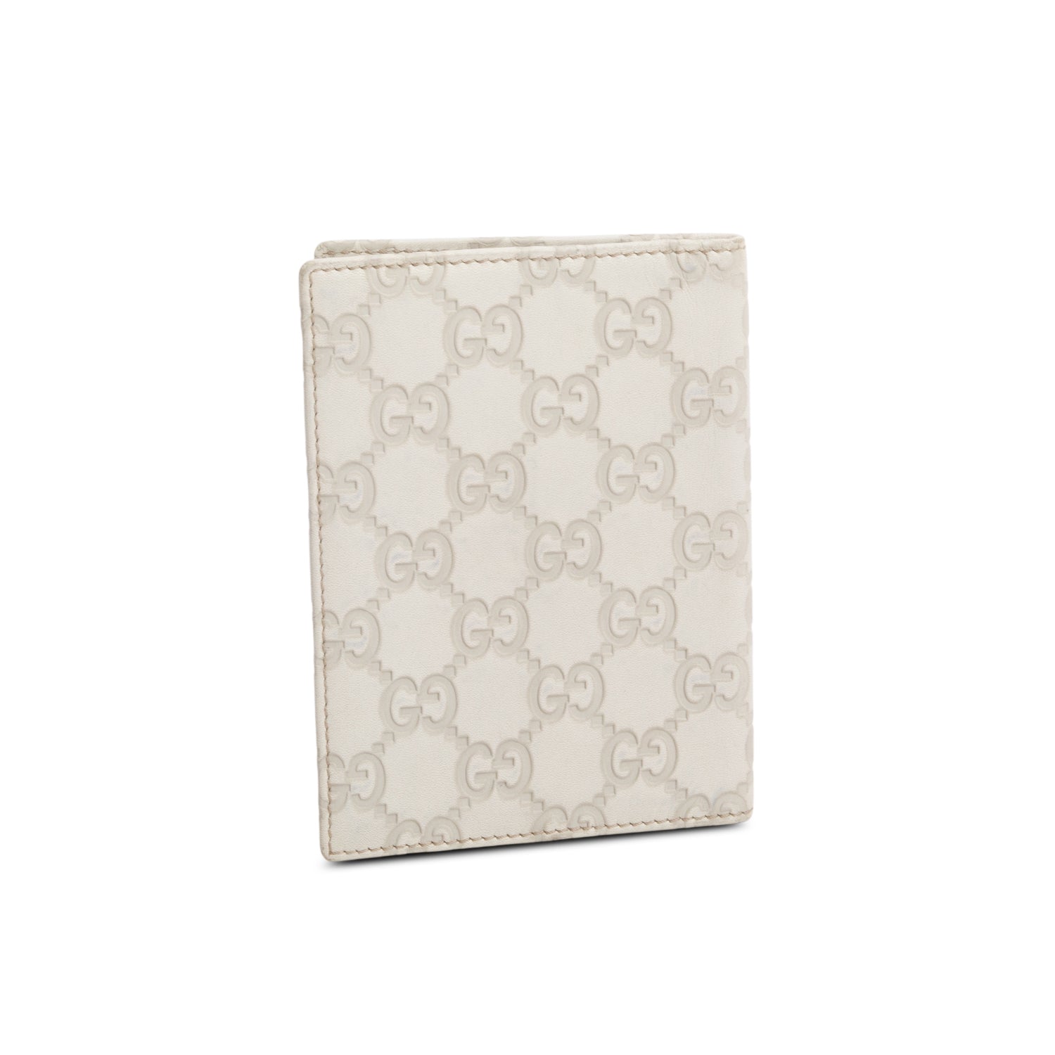 Gucci Beige Signature Smooth Leather Emblem Passport Case