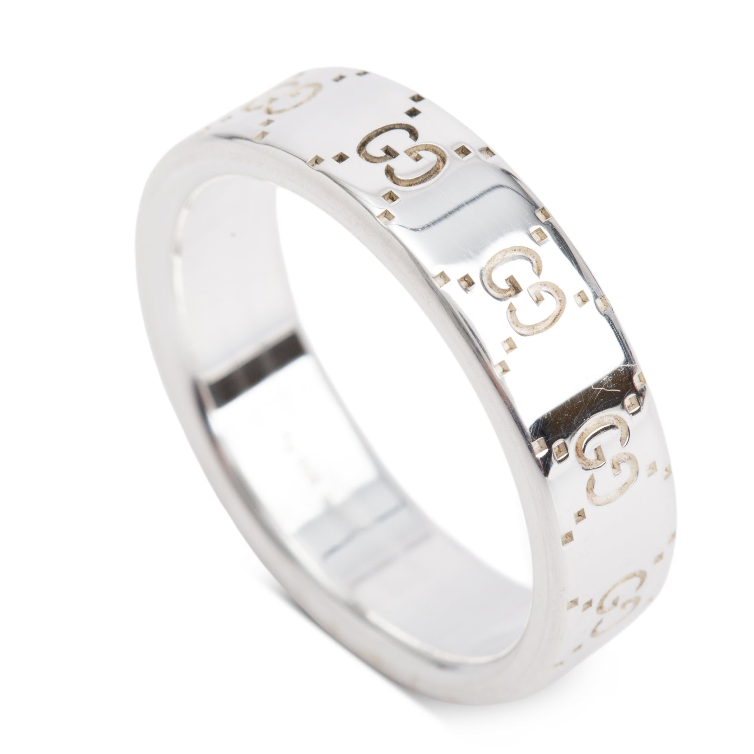 Gucci Sterling Silver Signature GG 6 MM Thin Band Ring, Size 21 9.25
