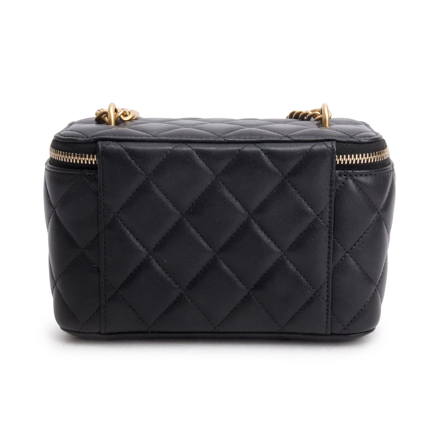 Chanel 2024 Black Lambskin Quilted Small Vanity Heart Crush Bag w/ Box & Receipt