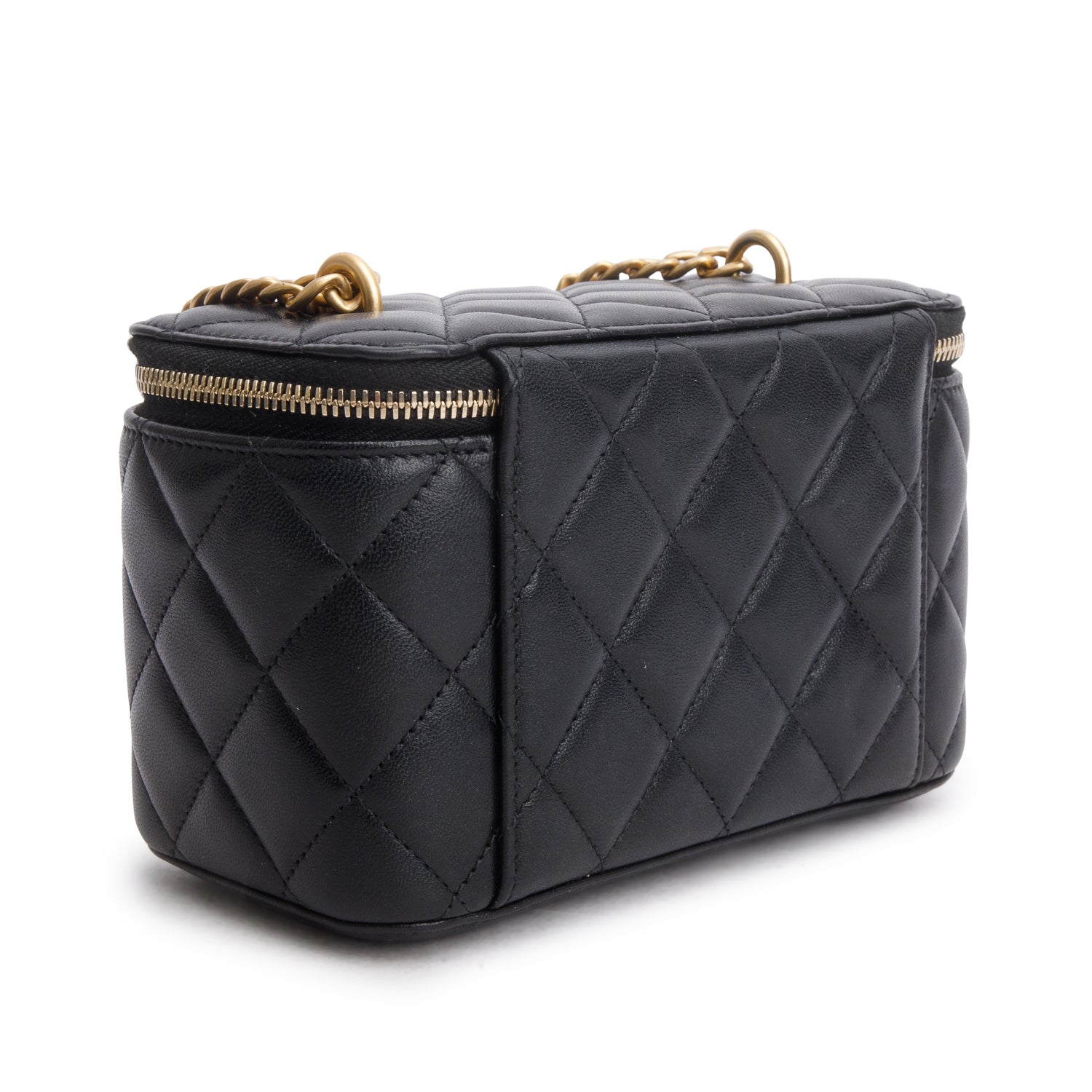 Chanel 2024 Black Lambskin Quilted Small Vanity Heart Crush Bag w/ Box & Receipt