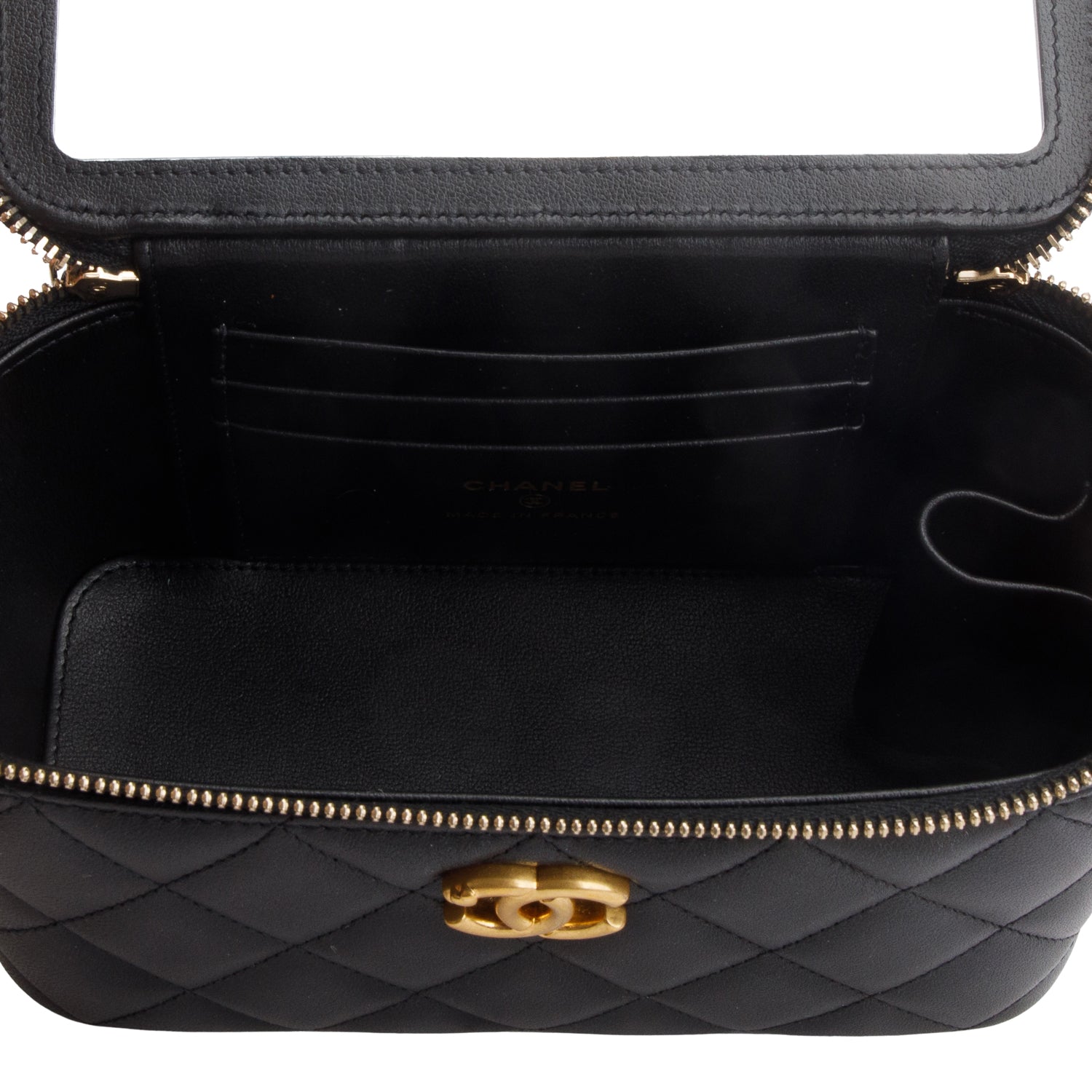 Chanel 2024 Black Lambskin Quilted Small Vanity Heart Crush Bag w/ Box & Receipt