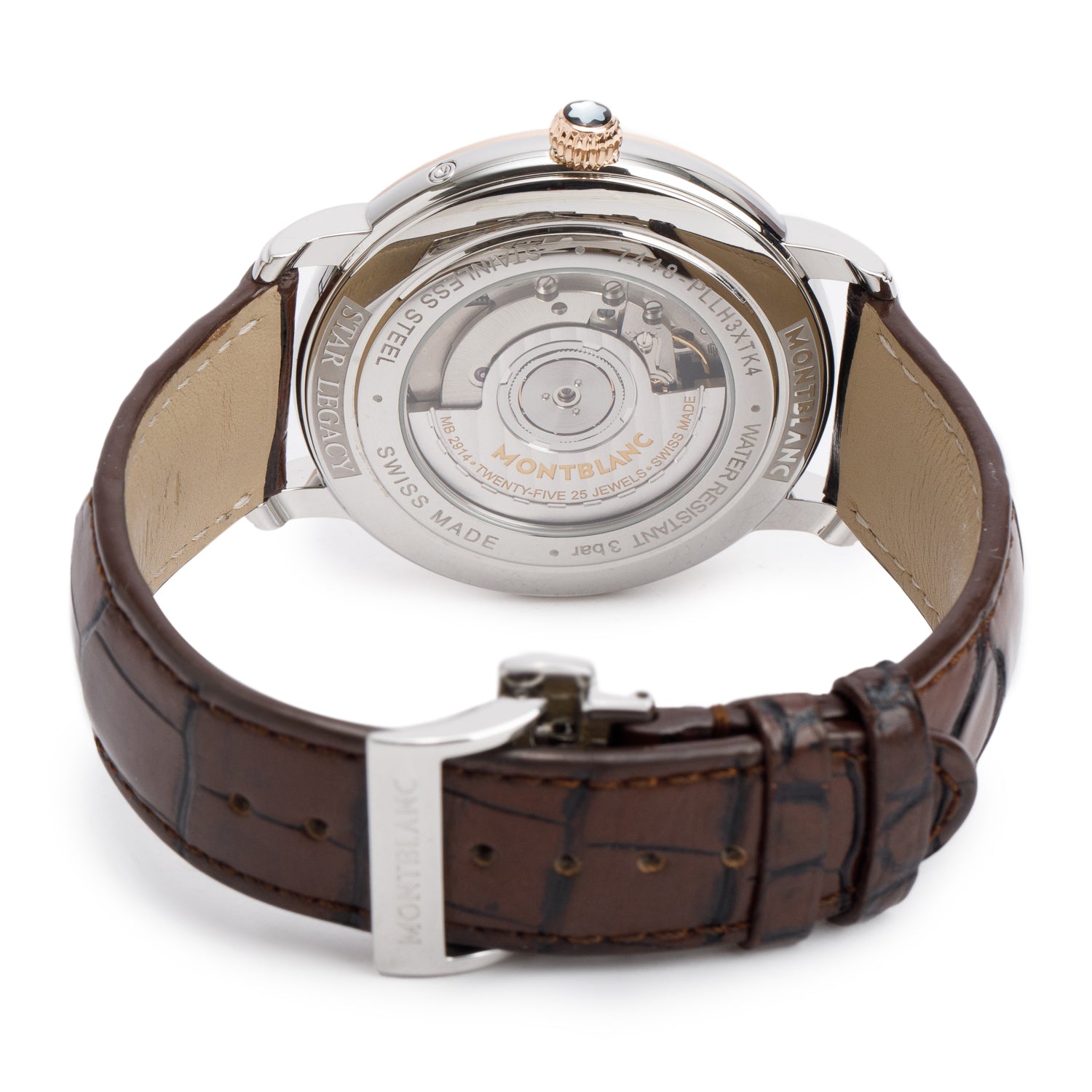 Montblanc 2025 Stainless Steel & 18k Rose Gold Star Legacy 42 MM Automatic Moonphase Watch Silver Guilloche Dial 117580 w/ Box