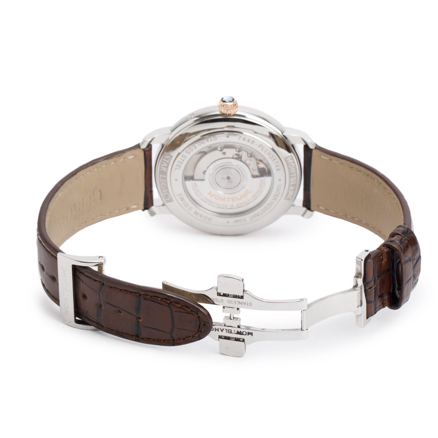 Montblanc 2025 Stainless Steel & 18k Rose Gold Star Legacy 42 MM Automatic Moonphase Watch Silver Guilloche Dial 117580 w/ Box