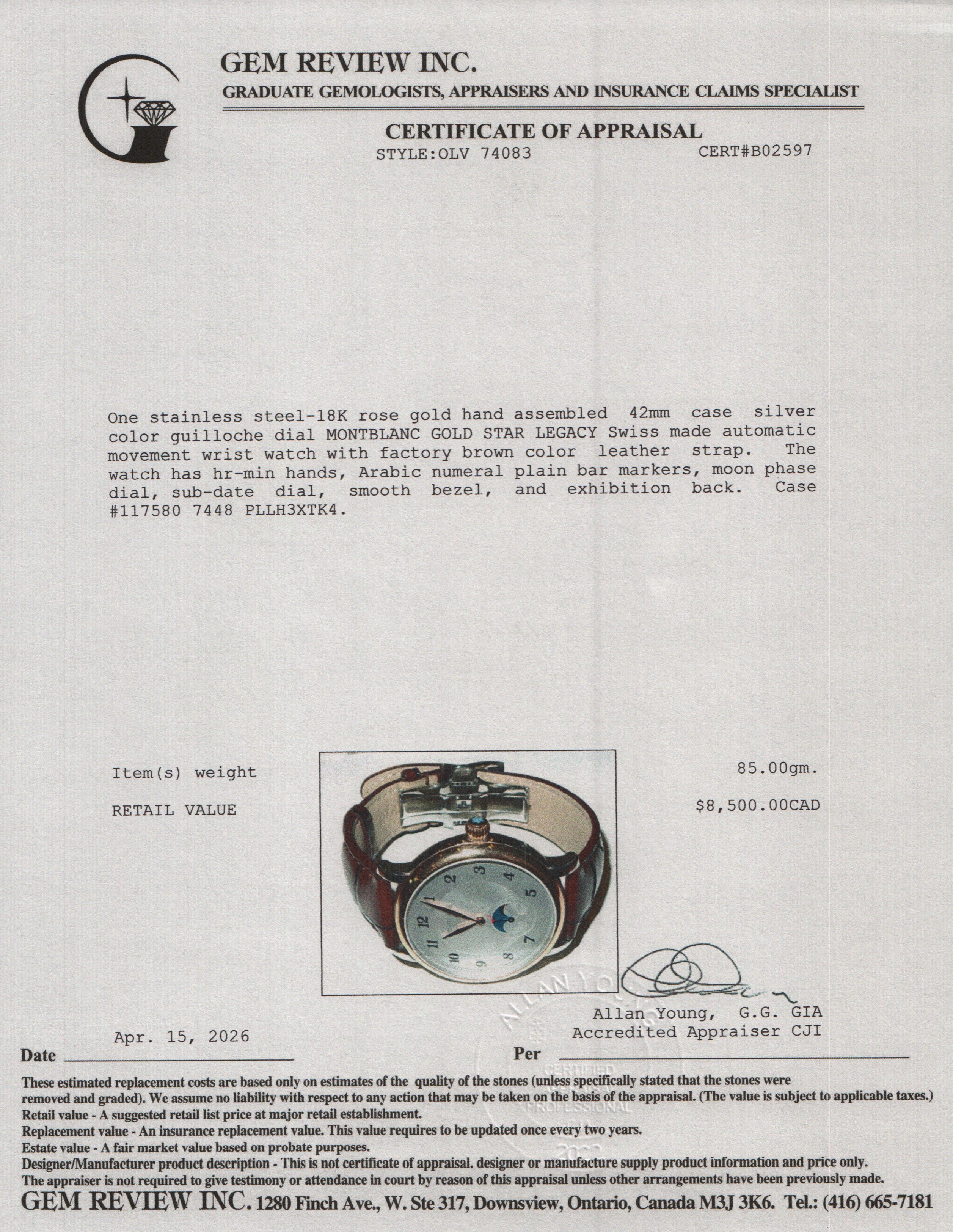 Montblanc 2025 Stainless Steel & 18k Rose Gold Star Legacy 42 MM Automatic Moonphase Watch Silver Guilloche Dial 117580 w/ Box