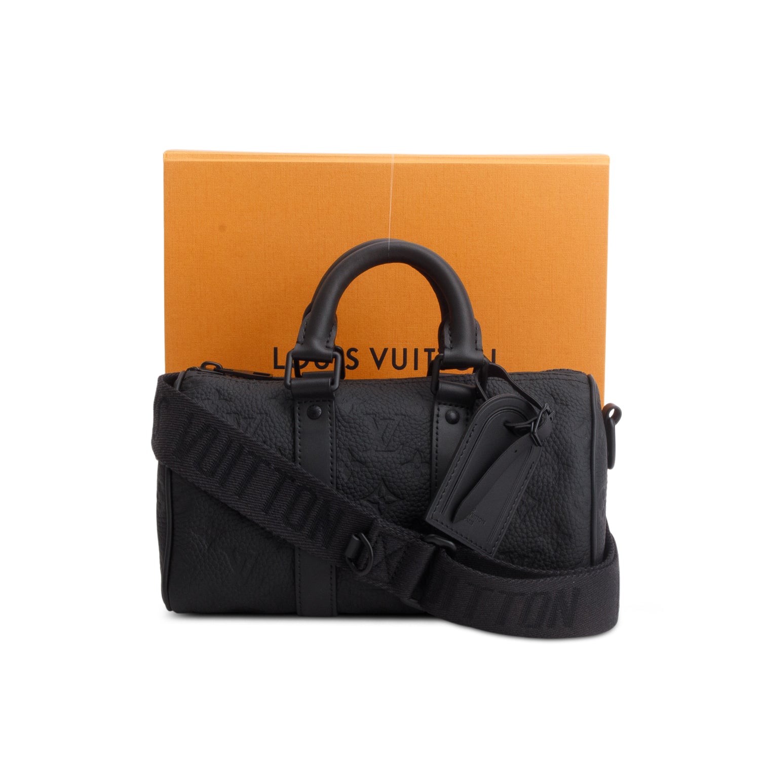 Louis Vuitton 2025 Black Monogram Taurillon Keepall Bandouliere 25 w/ Box, Receipt & Strap