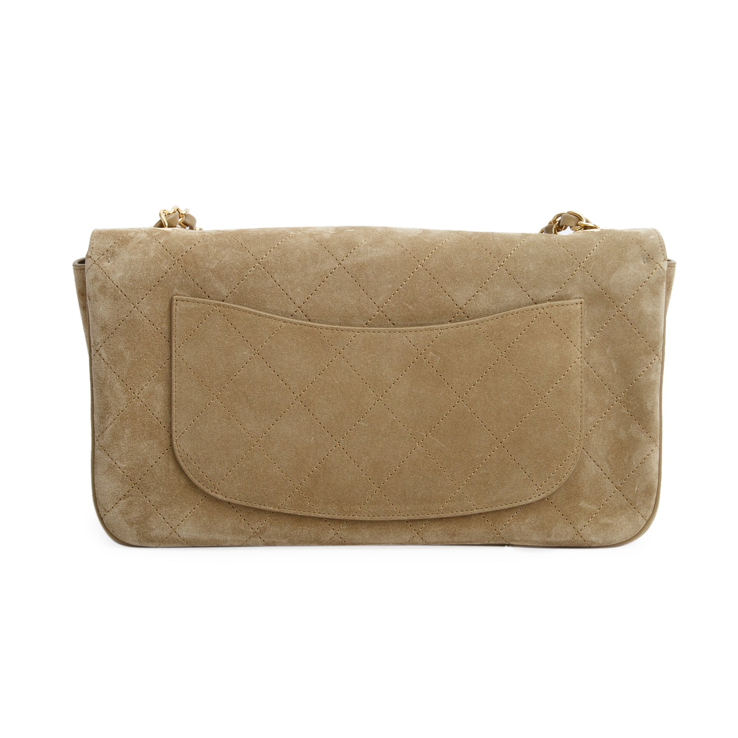 Chanel 2026 Dark Beige Suede Quilted Maxi Flap w/ Box