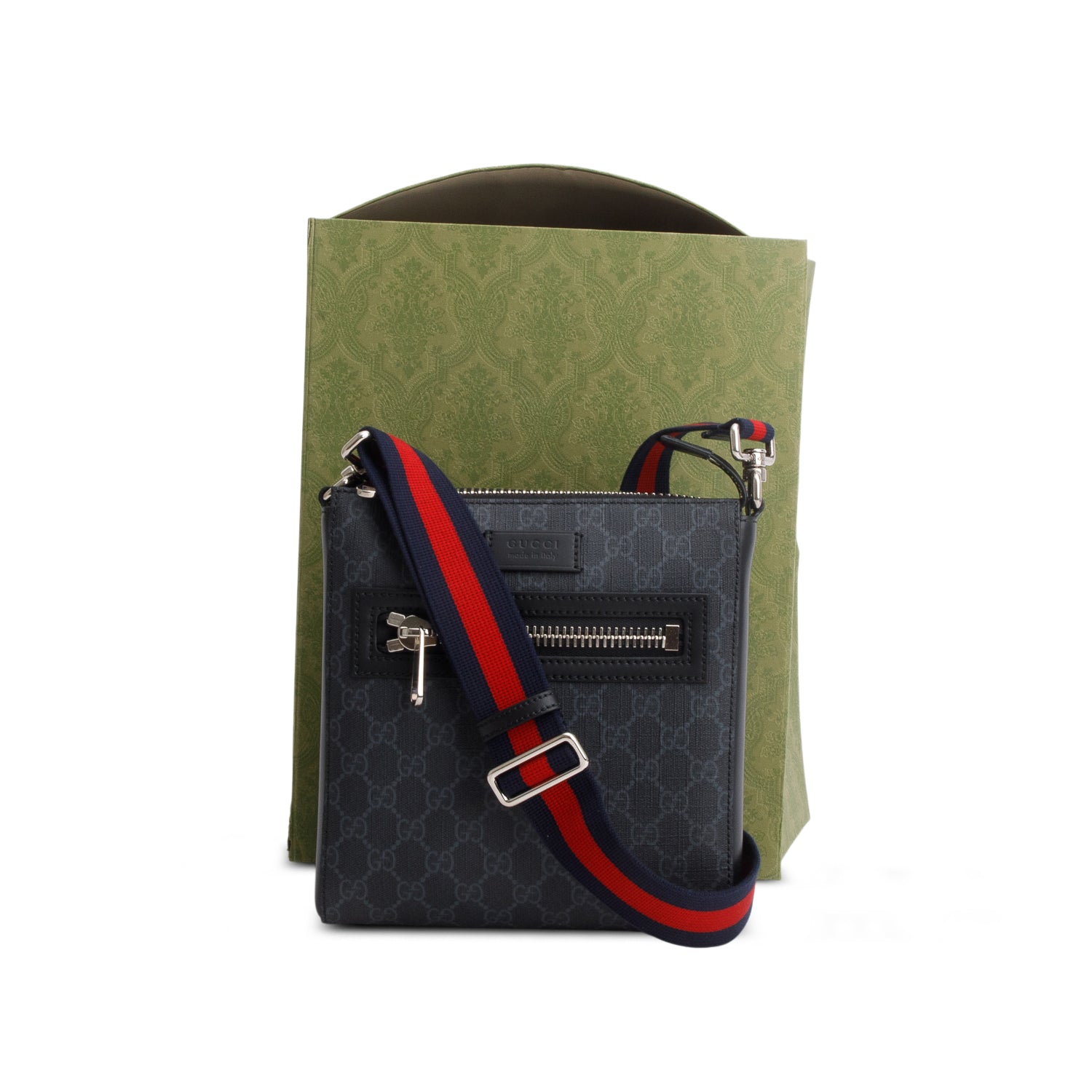 Gucci Black GG Supreme Small Messenger Bag w/ Box