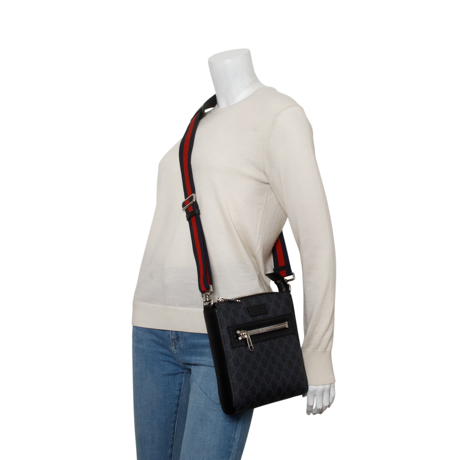 Gucci Black GG Supreme Small Messenger Bag w/ Box