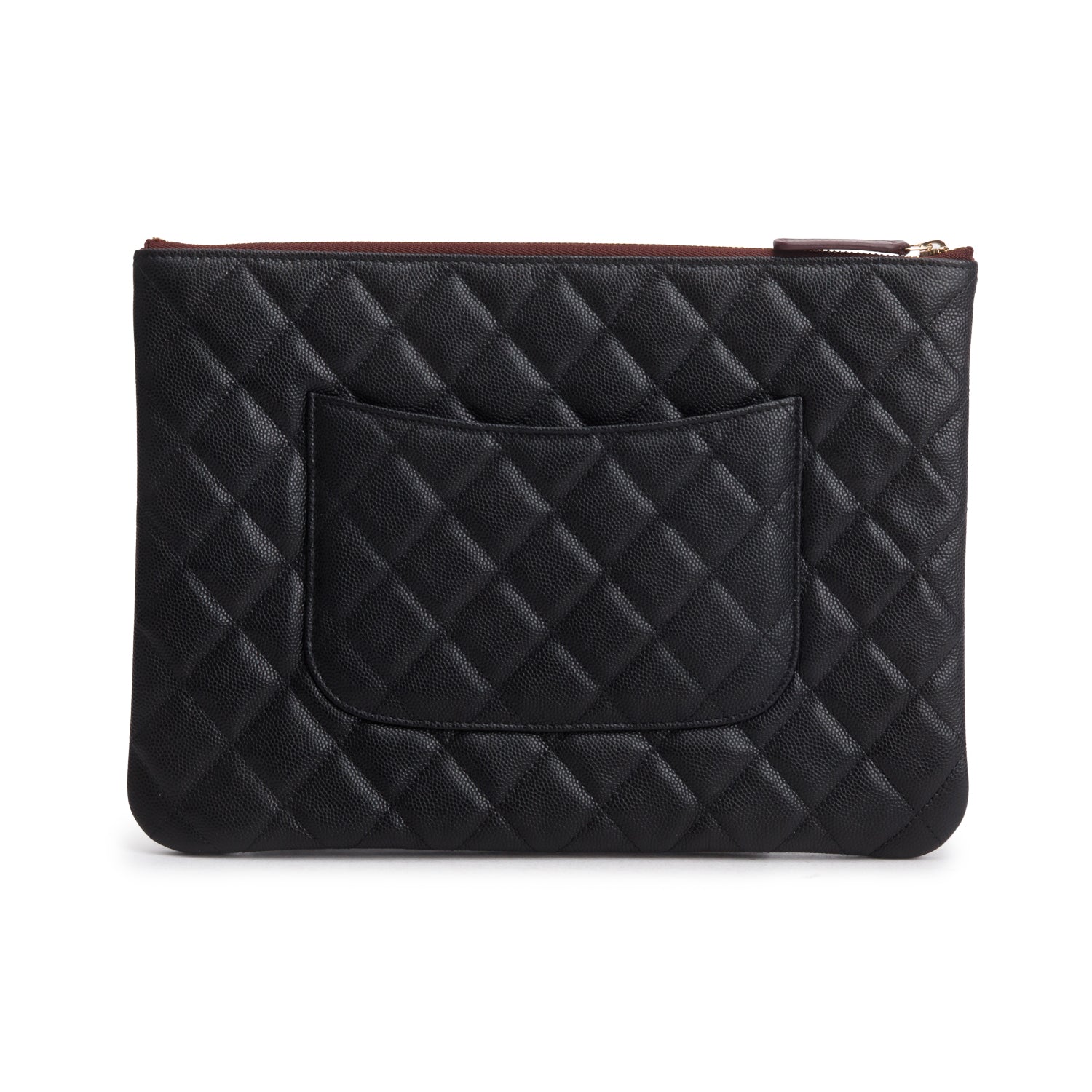 Chanel Black Caviar Quilted O-Case w/ Box