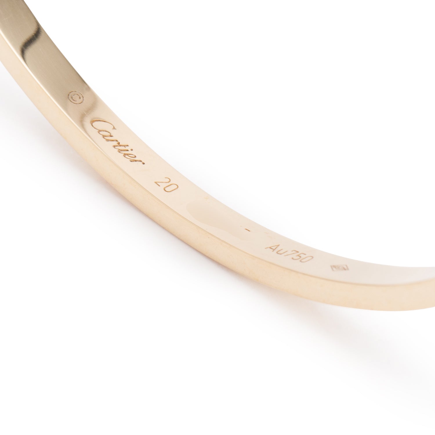 Cartier 2021 18k Yellow Gold 3.65 MM Love Bracelet, Small Model, Size 20 w/ Box & Receipt