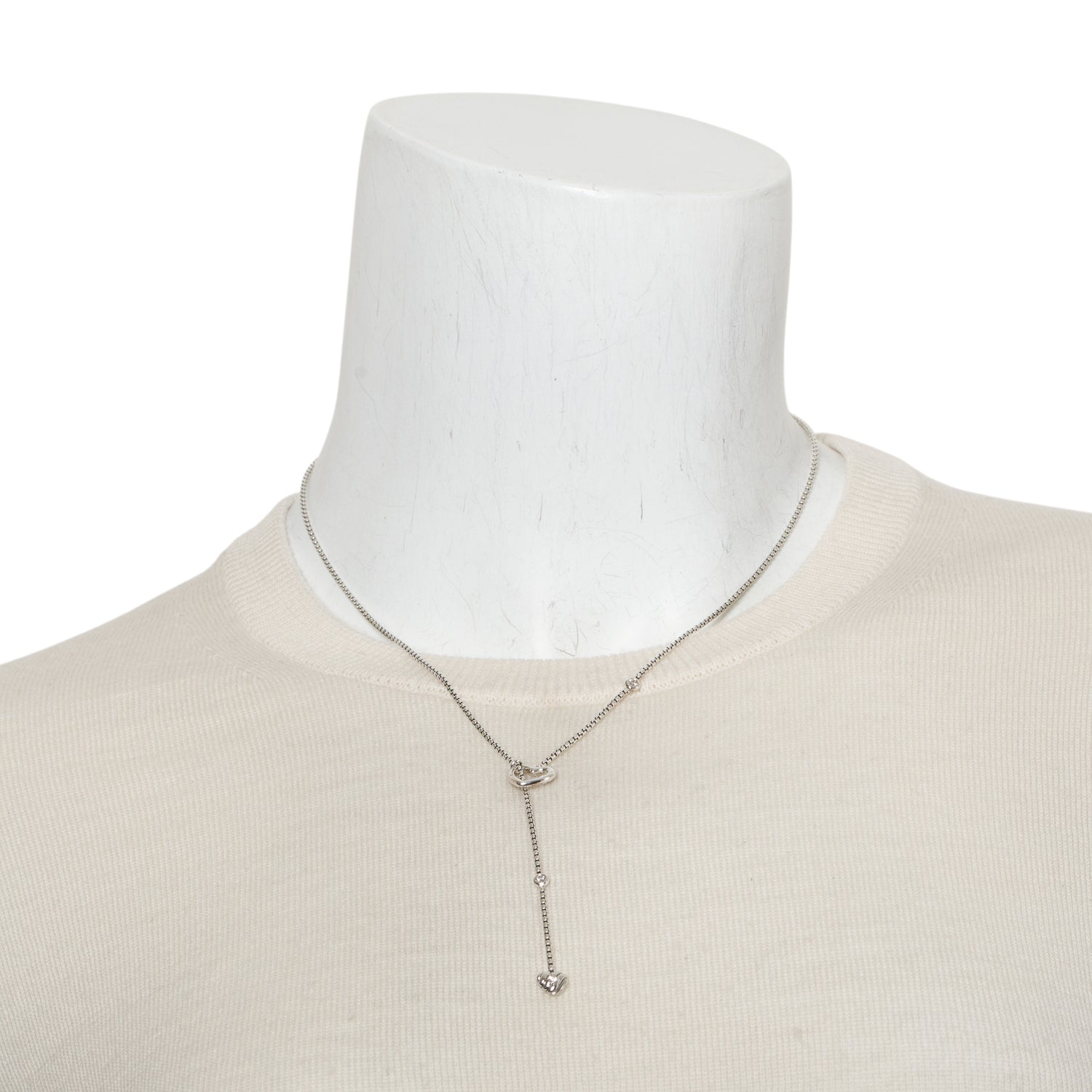 David Yurman Sterling Silver Diamond Heart Cable Collectible Lariat Necklace