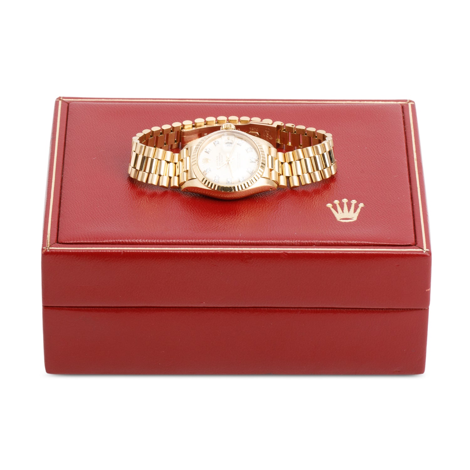 Rolex 18k Yellow Gold Lady-Datejust President 26 MM Watch Gold Diamond Dial 6917 w/ Box