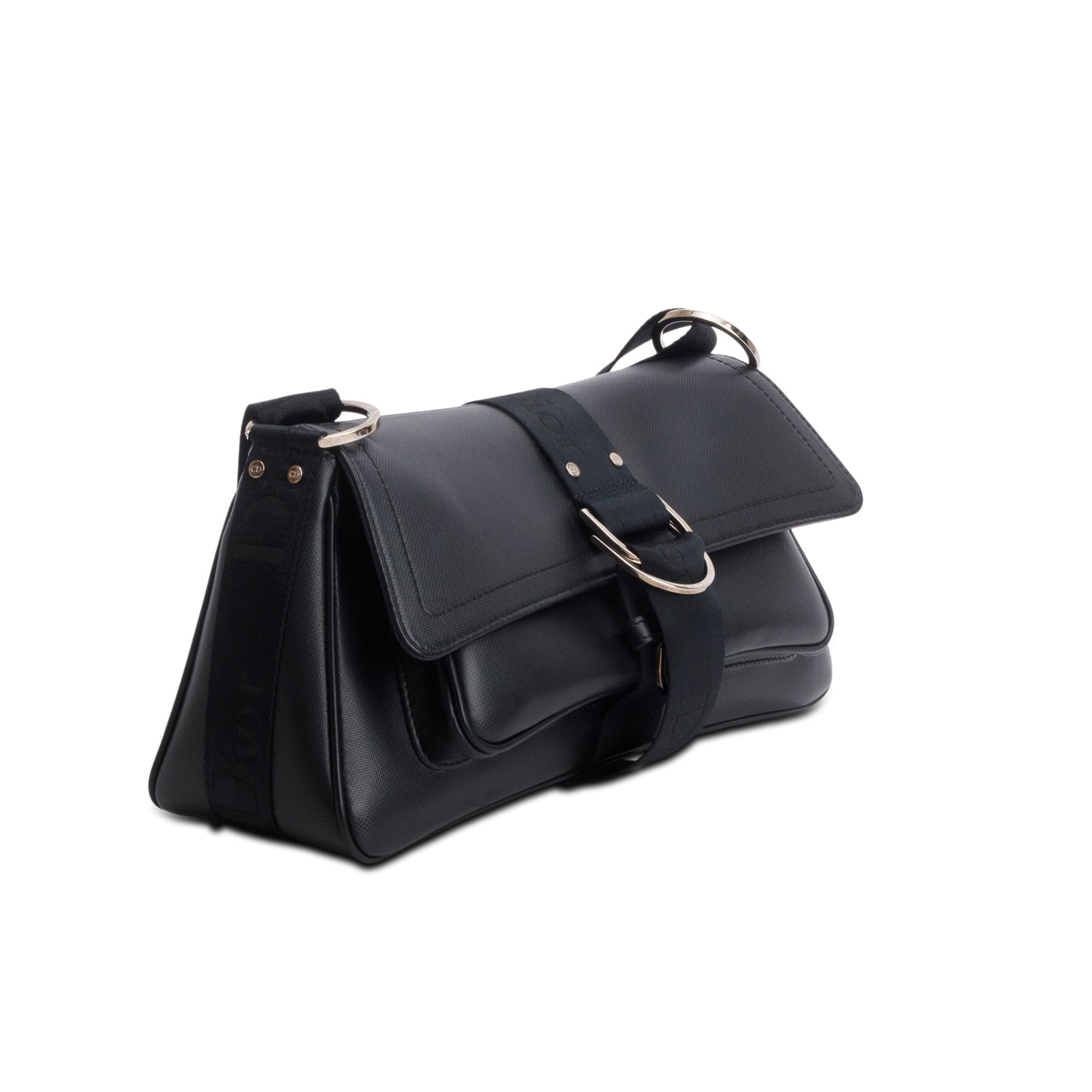 Christian Dior Black Leather Crystal Embellished Hardcore Shoulder Bag