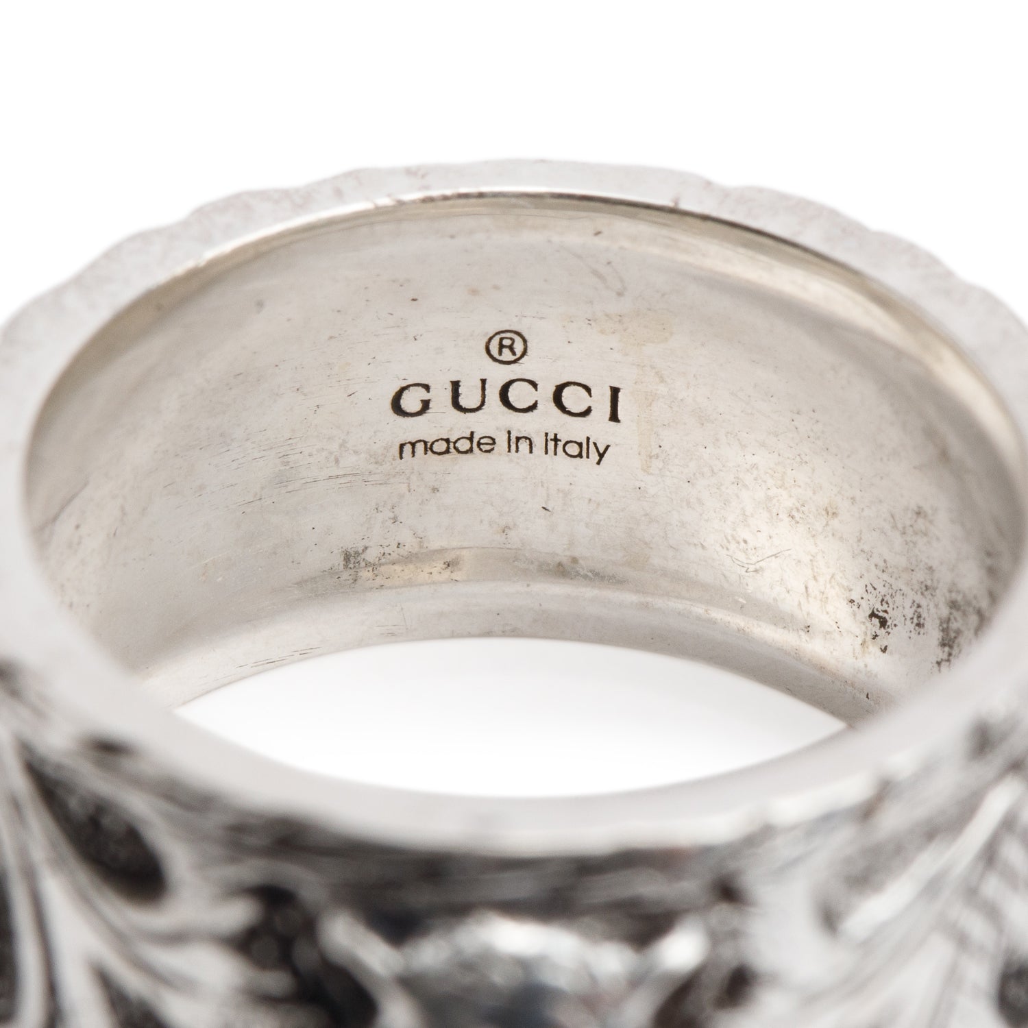 Gucci Sterling Silver Feline Head Band Ring, Size 13 6