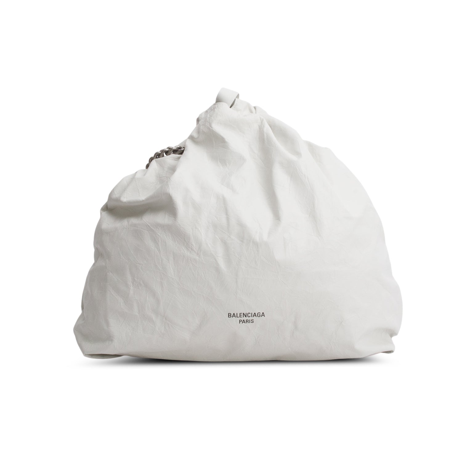 Balenciaga White Crushed Calfskin Crush Small Chain Tote