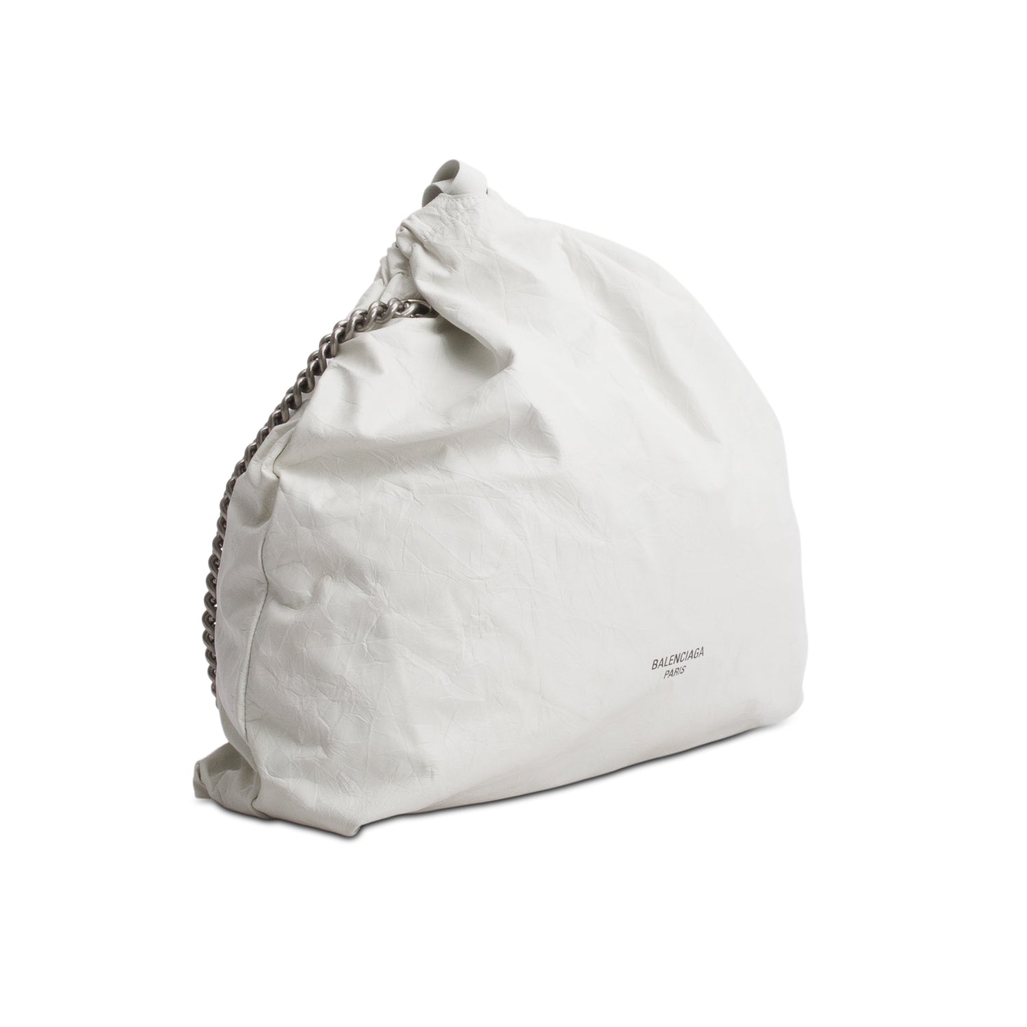 Balenciaga White Crushed Calfskin Crush Small Chain Tote