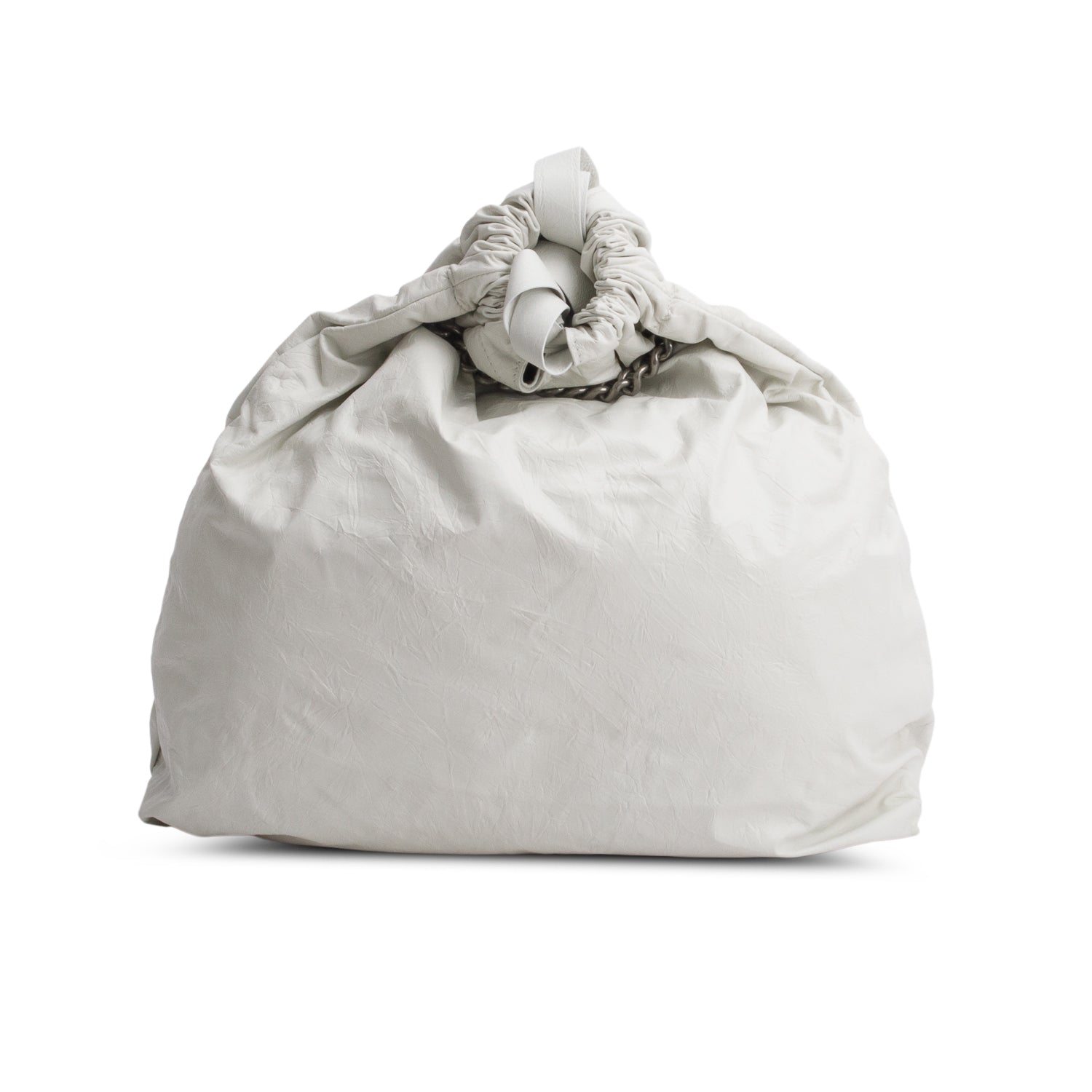 Balenciaga White Crushed Calfskin Crush Small Chain Tote