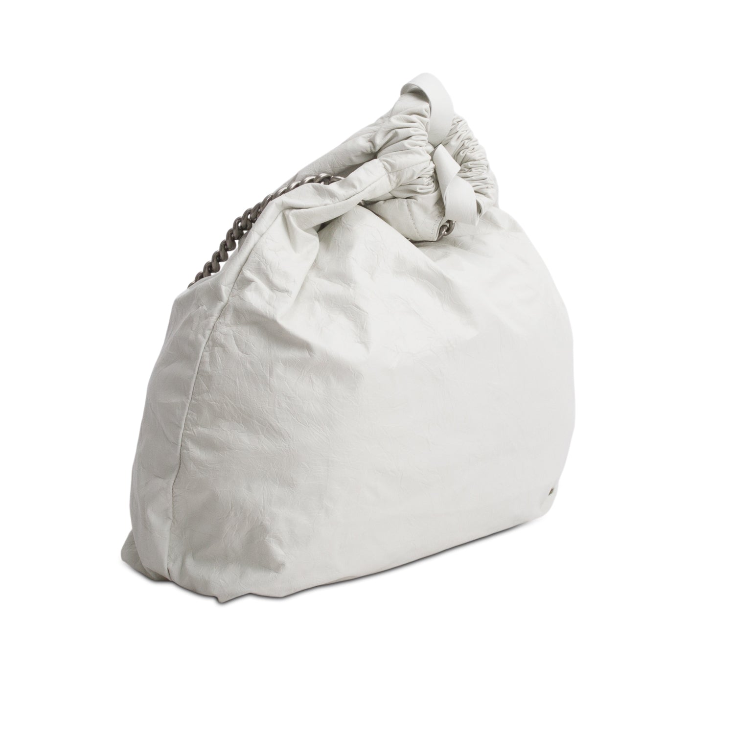 Balenciaga White Crushed Calfskin Crush Small Chain Tote