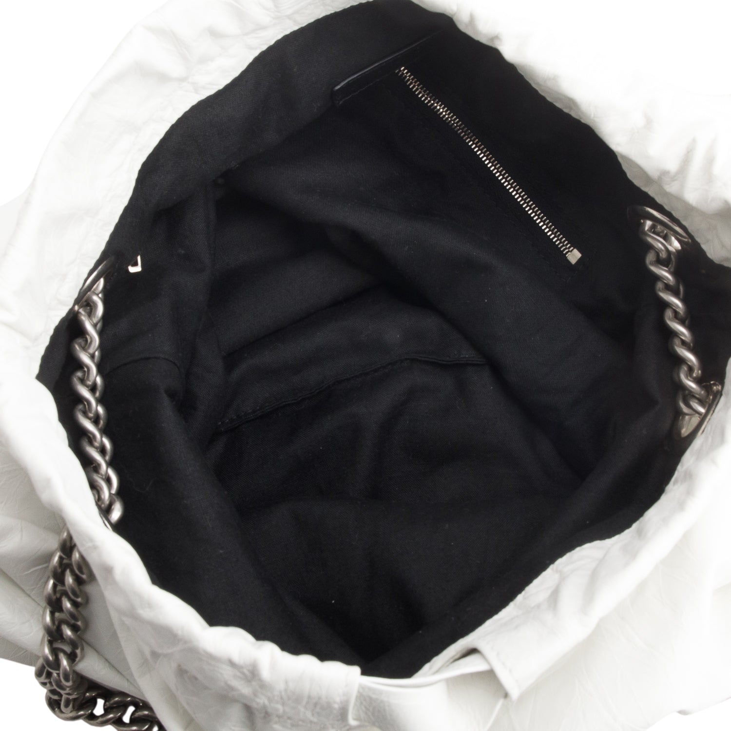 Balenciaga White Crushed Calfskin Crush Small Chain Tote