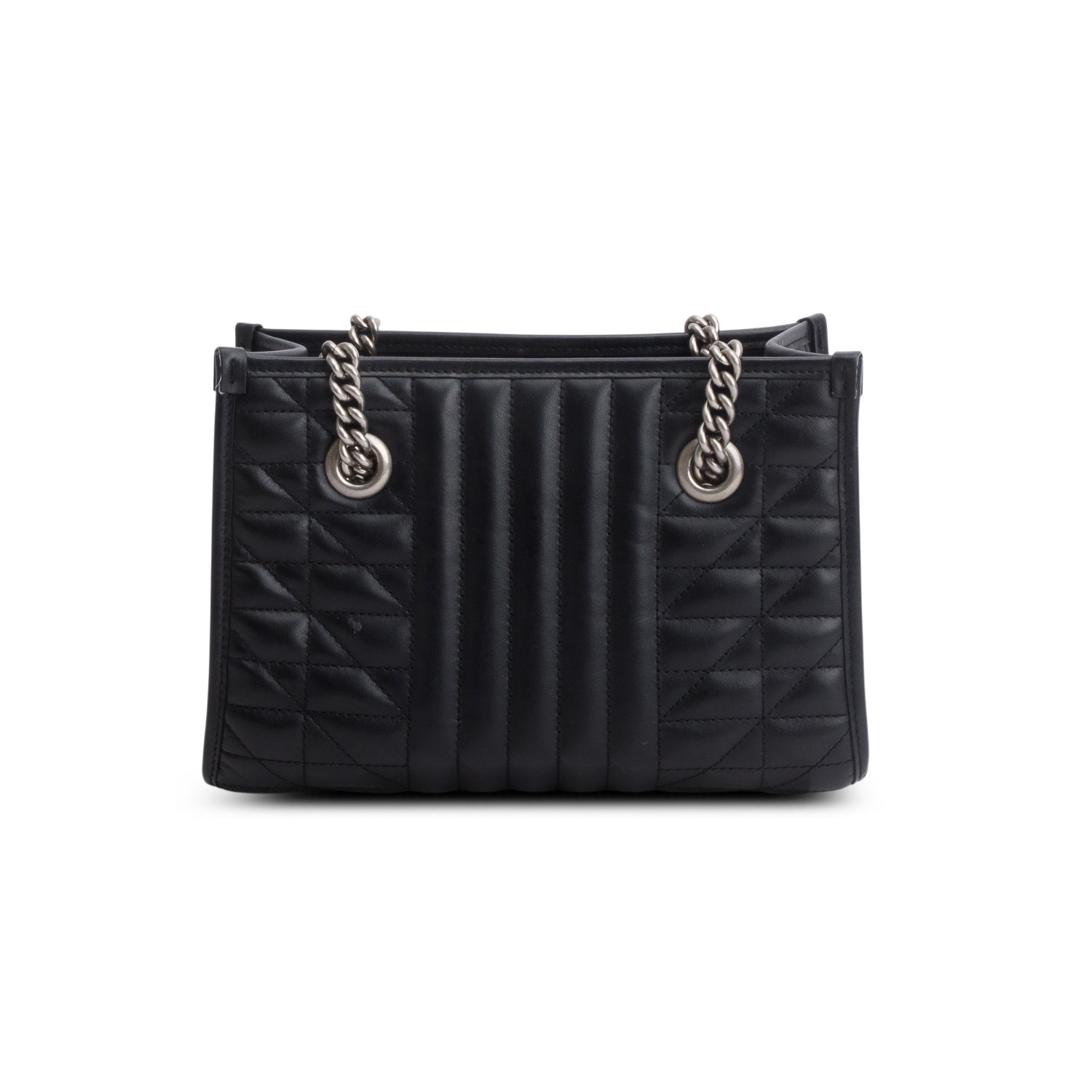 Gucci Black Calfskin Matelasse Aria Small GG Marmont Shoulder Tote