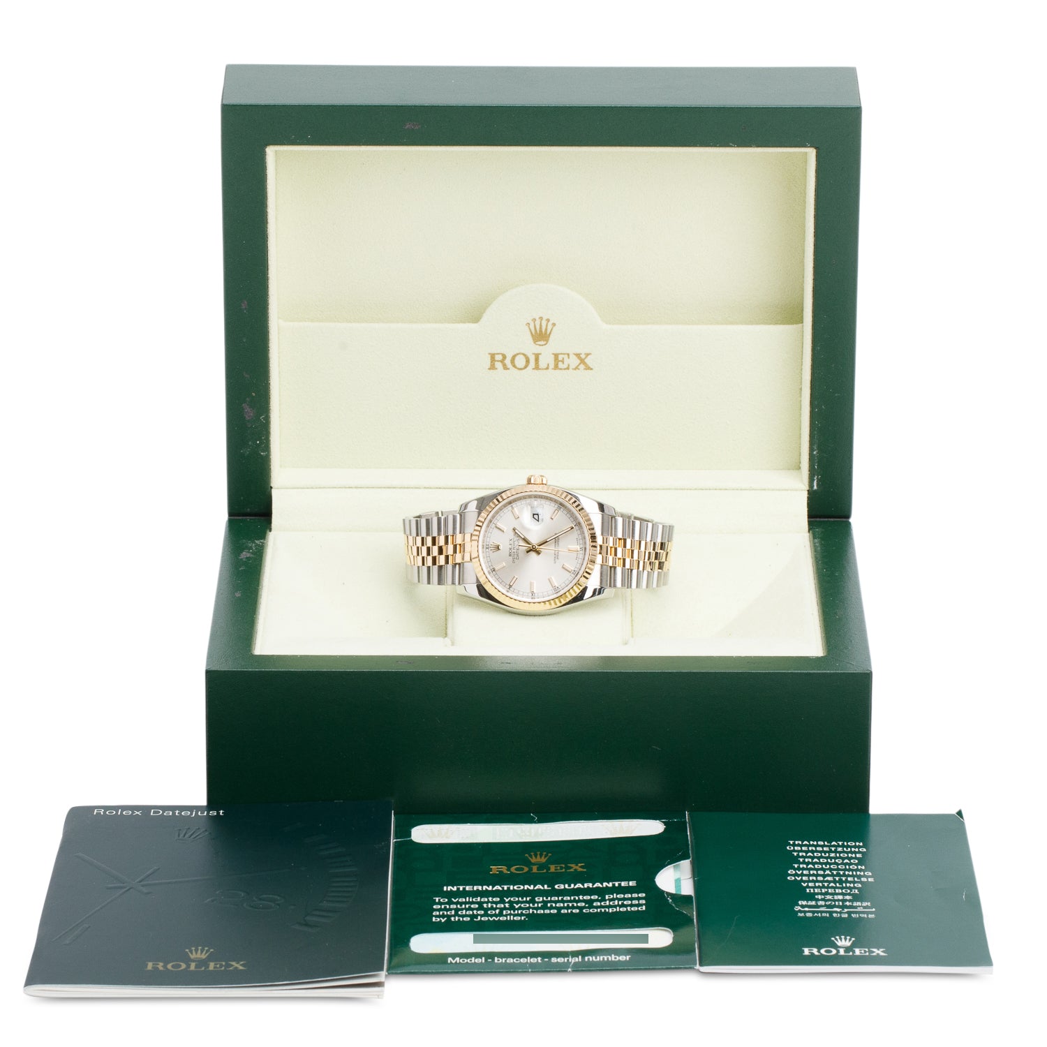 Rolex Stainless Steel & 18k Yellow Gold Datejust 36 MM Watch Silver Dial 116233 w/ Box & Papers