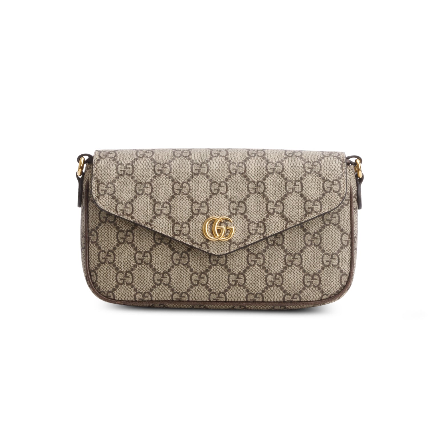 Gucci GG Supreme Monogram Textured Dollar Calfskin Web Mini Ophidia Envelope Shoulder Bag