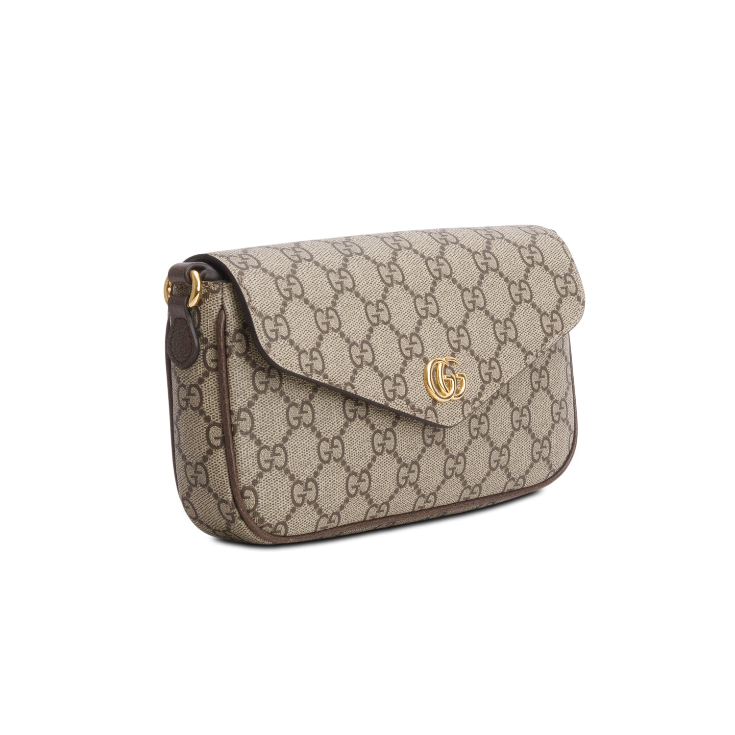 Gucci GG Supreme Monogram Textured Dollar Calfskin Web Mini Ophidia Envelope Shoulder Bag