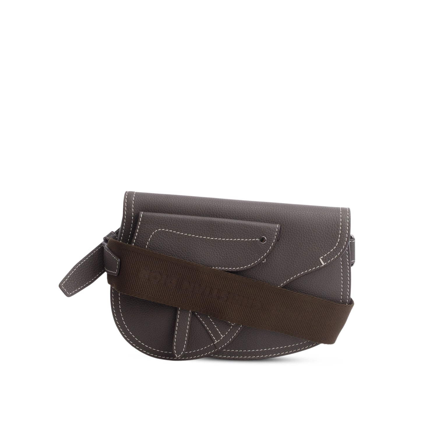 Christian Dior x KAWS 2022 Taupe Grained Calfskin Saddle Pouch