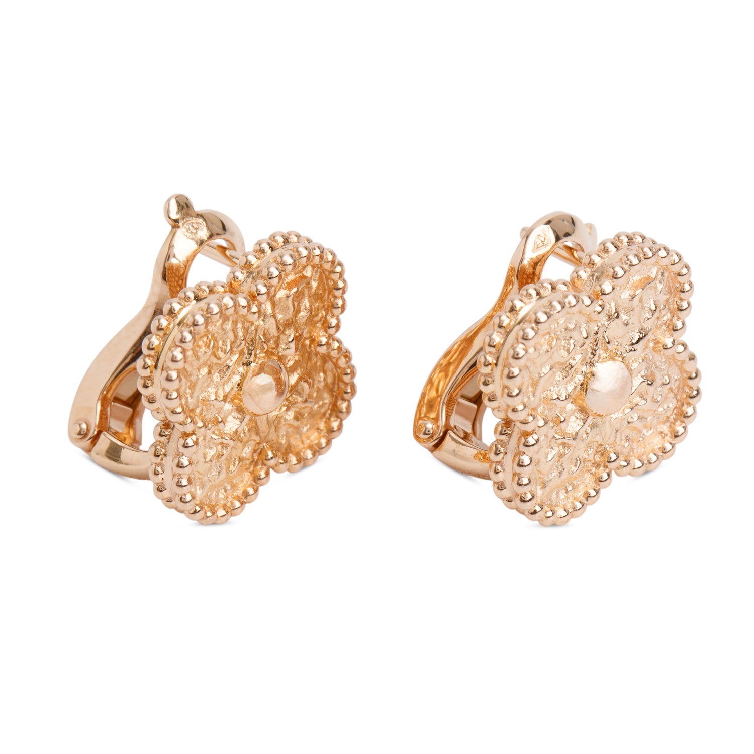 Van Cleef & Arpels 18k Yellow Gold Vintage Alhambra Earrings w/ Box & Certificate