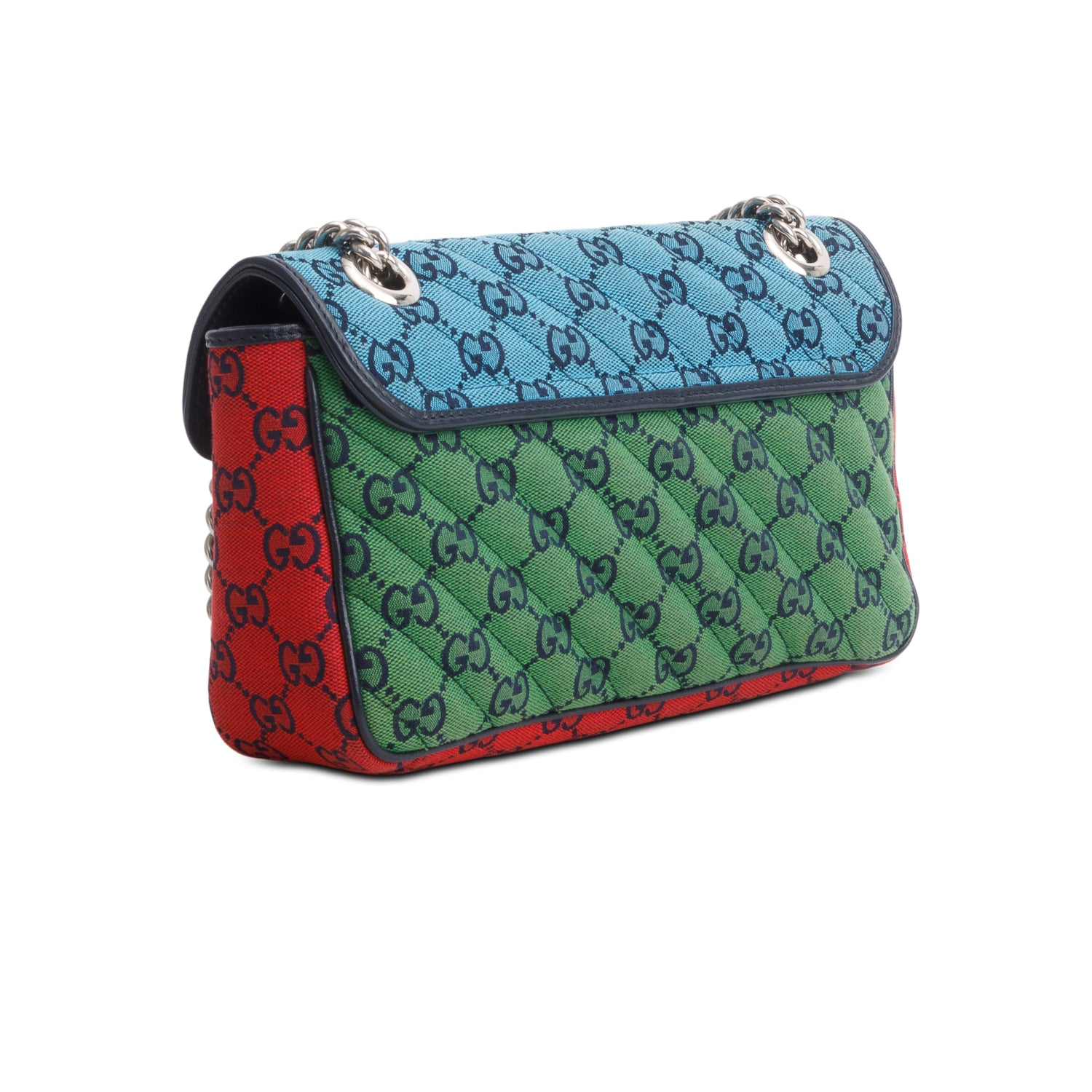 Gucci Multicolor Monogram Matelasse Diagonal Small GG Marmont Shoulder Bag w/ Box