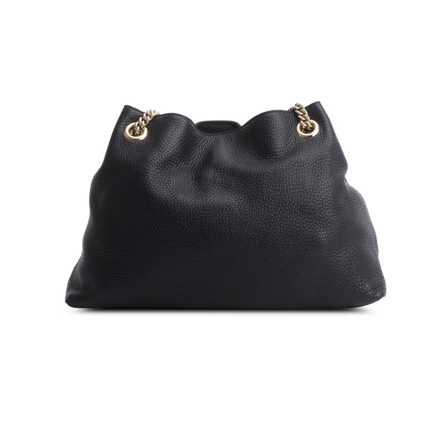 Gucci Black Pebbled Calfskin Medium Soho Chain Shoulder Bag