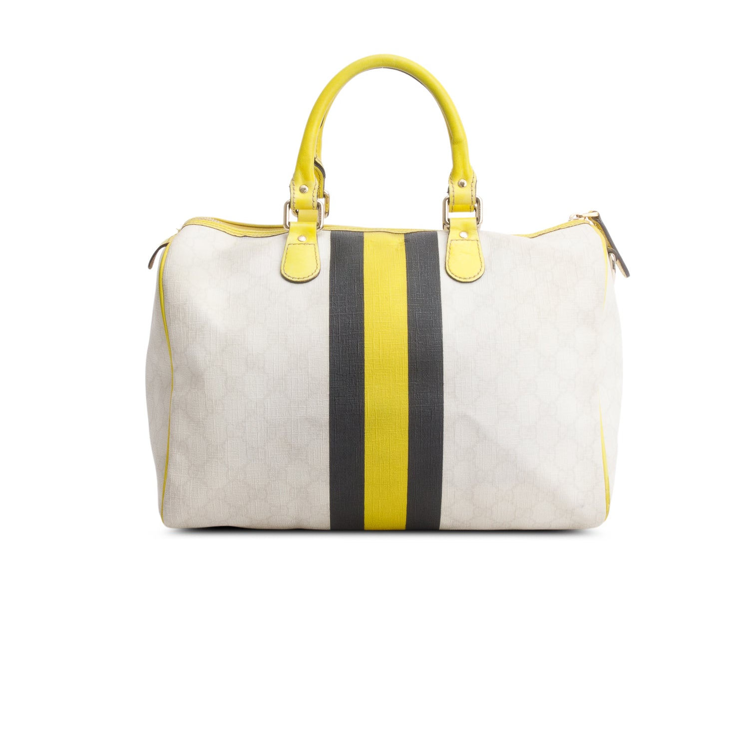 Gucci Multicolor GG Plus Mongram Web Strip Medium Joy Boston Bag