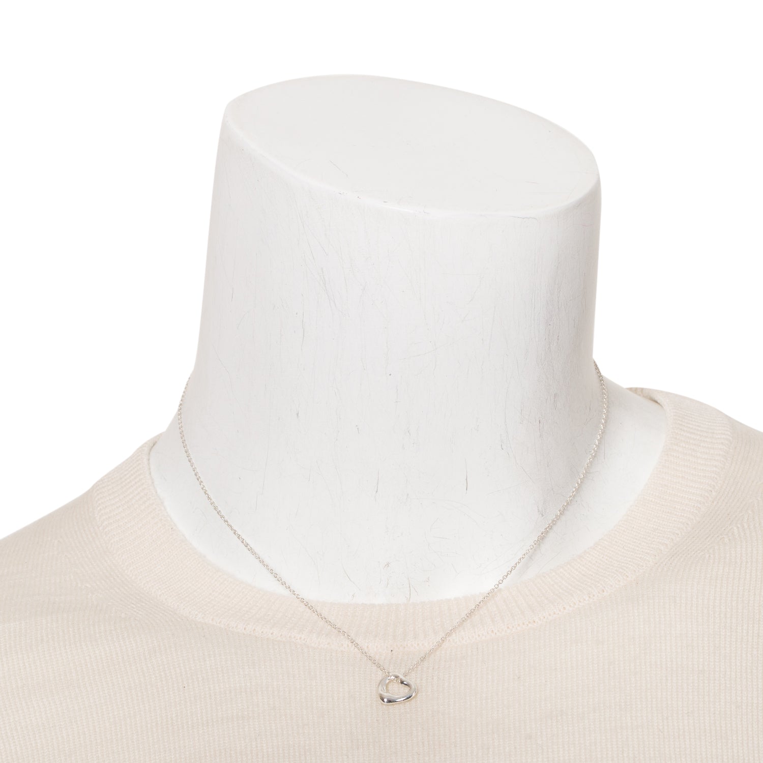 Tiffany & Co. Elsa Peretti Sterling Silver Mini Open Heart Pendant Necklace, 11 MM