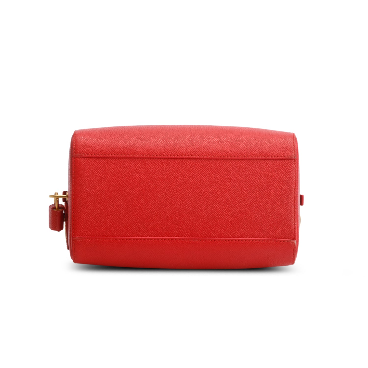 Balenciaga Red Signature Grained Calfskin Logo S Ville Bowling Bag w/ Strap