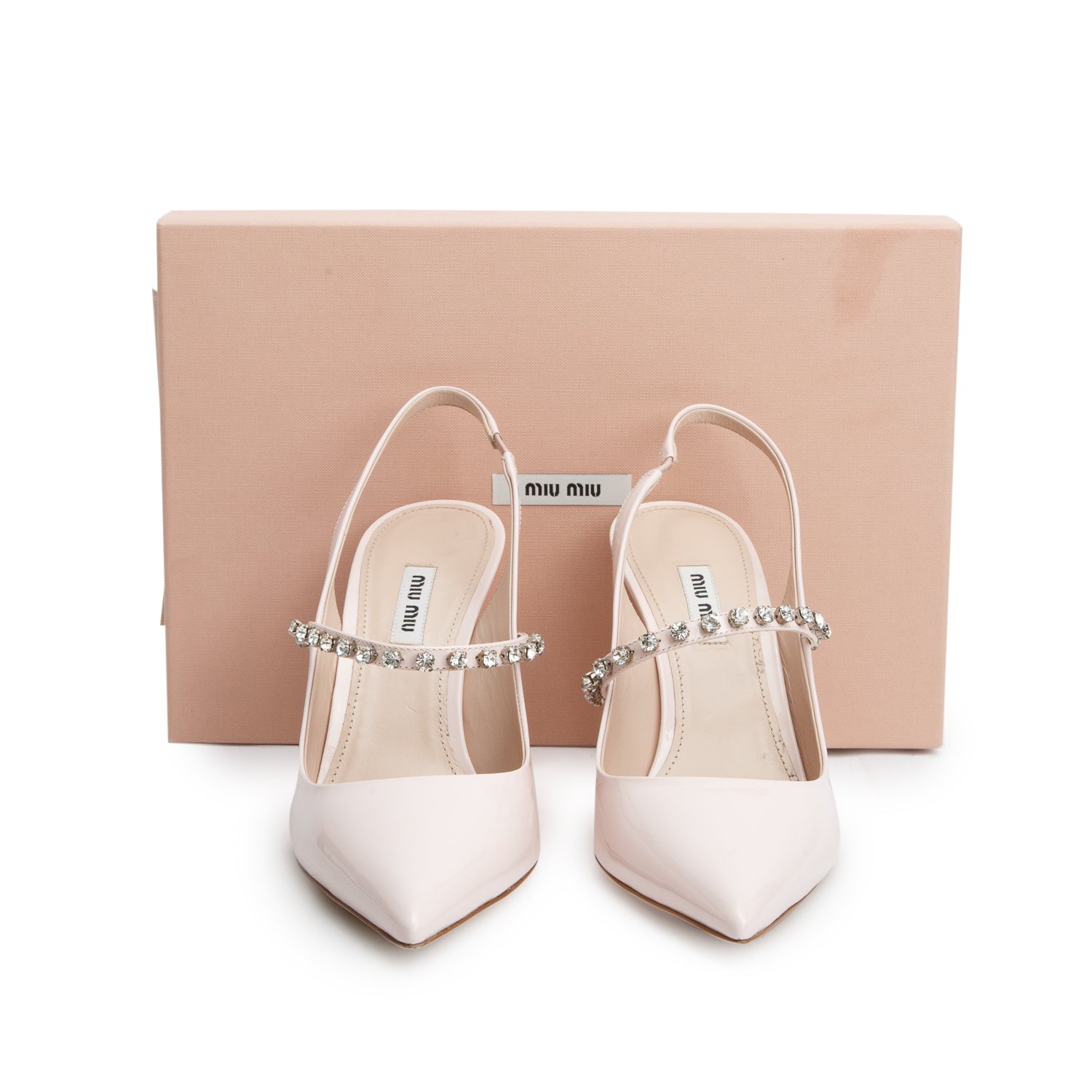 Miu Miu Pink Vernice Leather Crystal Embellished Pumps, Women's Size 40 w/ Box