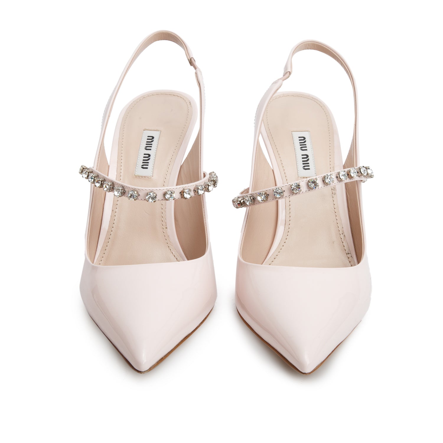 Miu Miu Pink Vernice Leather Crystal Embellished Pumps, Women's Size 40 w/ Box