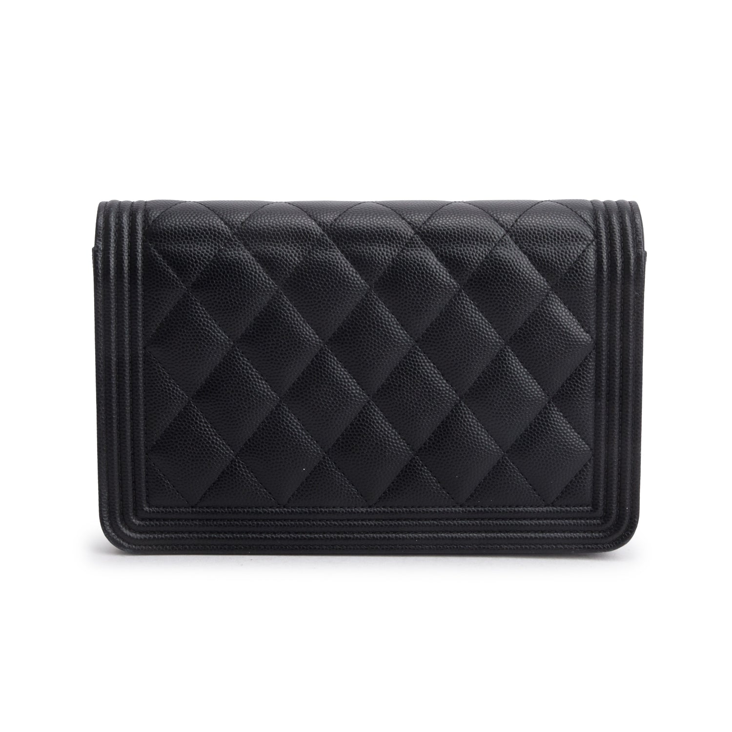 Chanel Black Caviar Leather Boy Wallet on Chain w/ Box & Authenticity Card