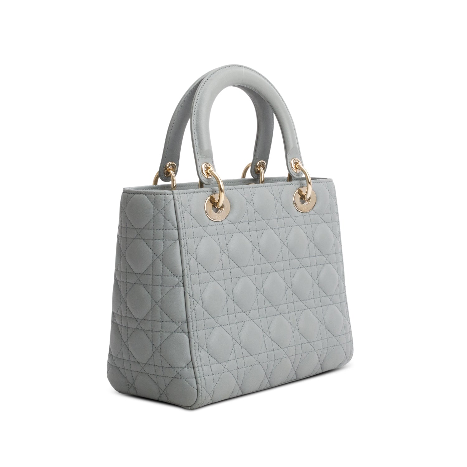 Christian Dior 2021 Grey Cannage Lambskin Leather Medium Lady Dior Bag