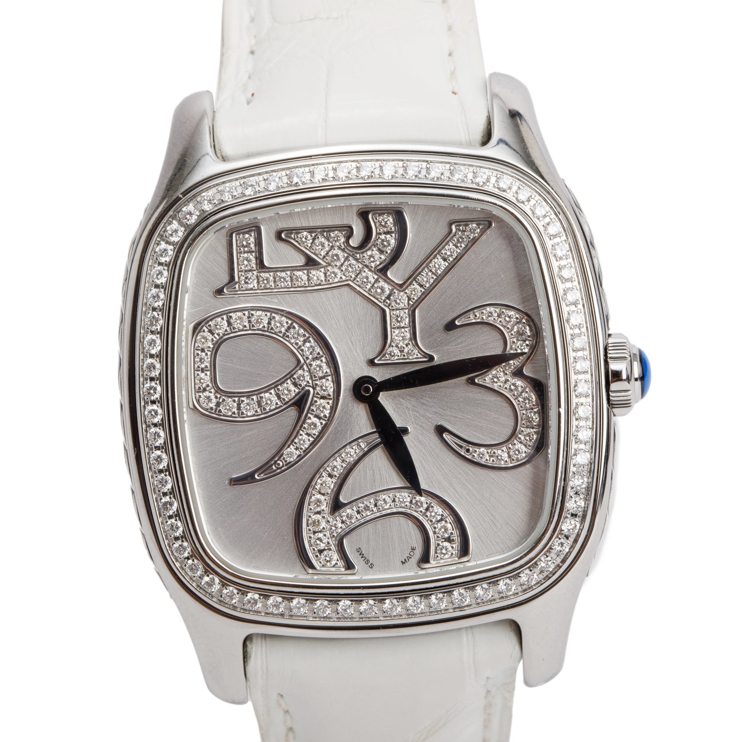 David Yurman Stainless Steel Diamond Bezel T303-SST Thoroughbred Diamond Dial 32 MM Quartz Watch Silver Diamond Dial w/ Box