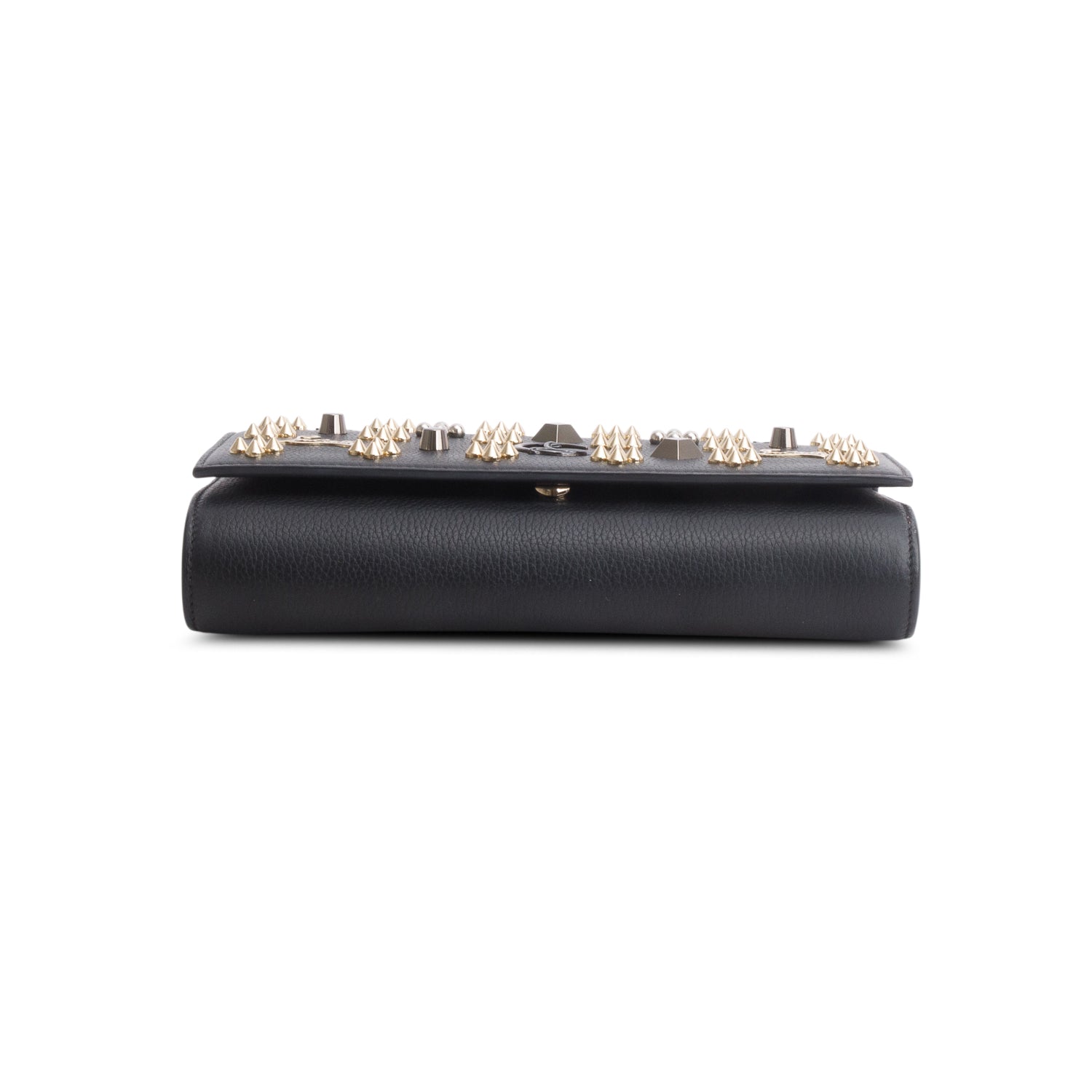 Christian Louboutin Black Calfskin Spikes Loubinthesky Paloma Clutch