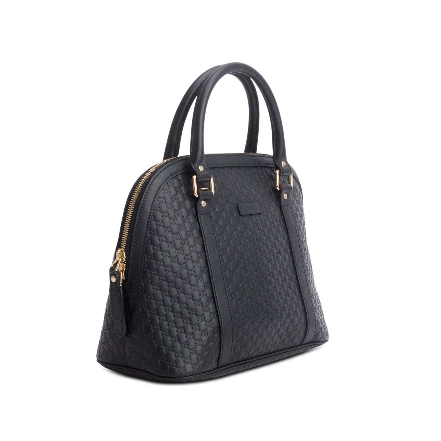 Gucci Black Soft Micro Signature Dome Satchel w/ Strap