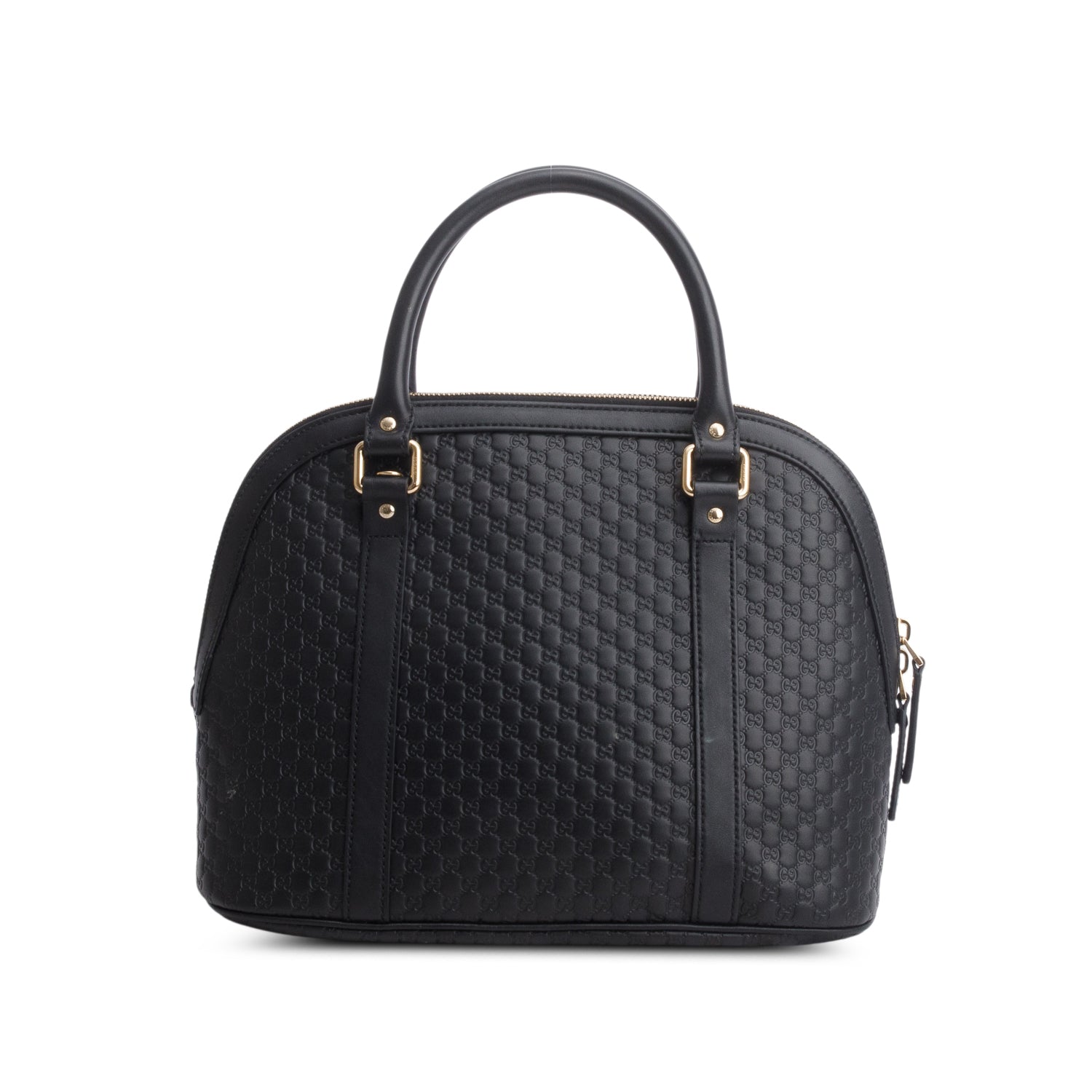 Gucci Black Soft Micro Signature Dome Satchel w/ Strap