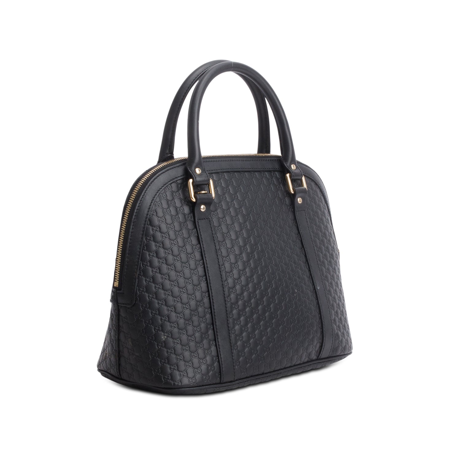 Gucci Black Soft Micro Signature Dome Satchel w/ Strap