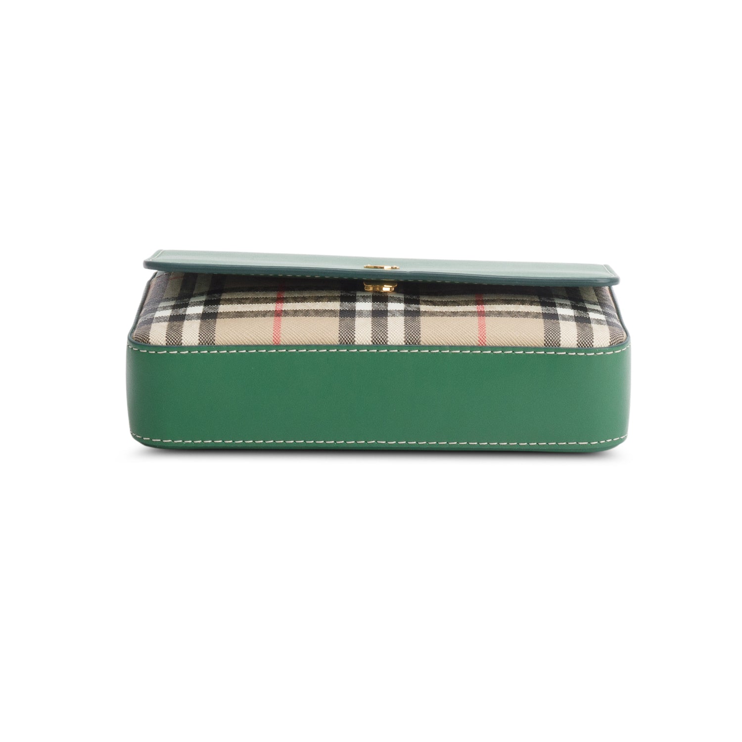 Burberry Green Calfskin Vintage Check New Hampshire Bag